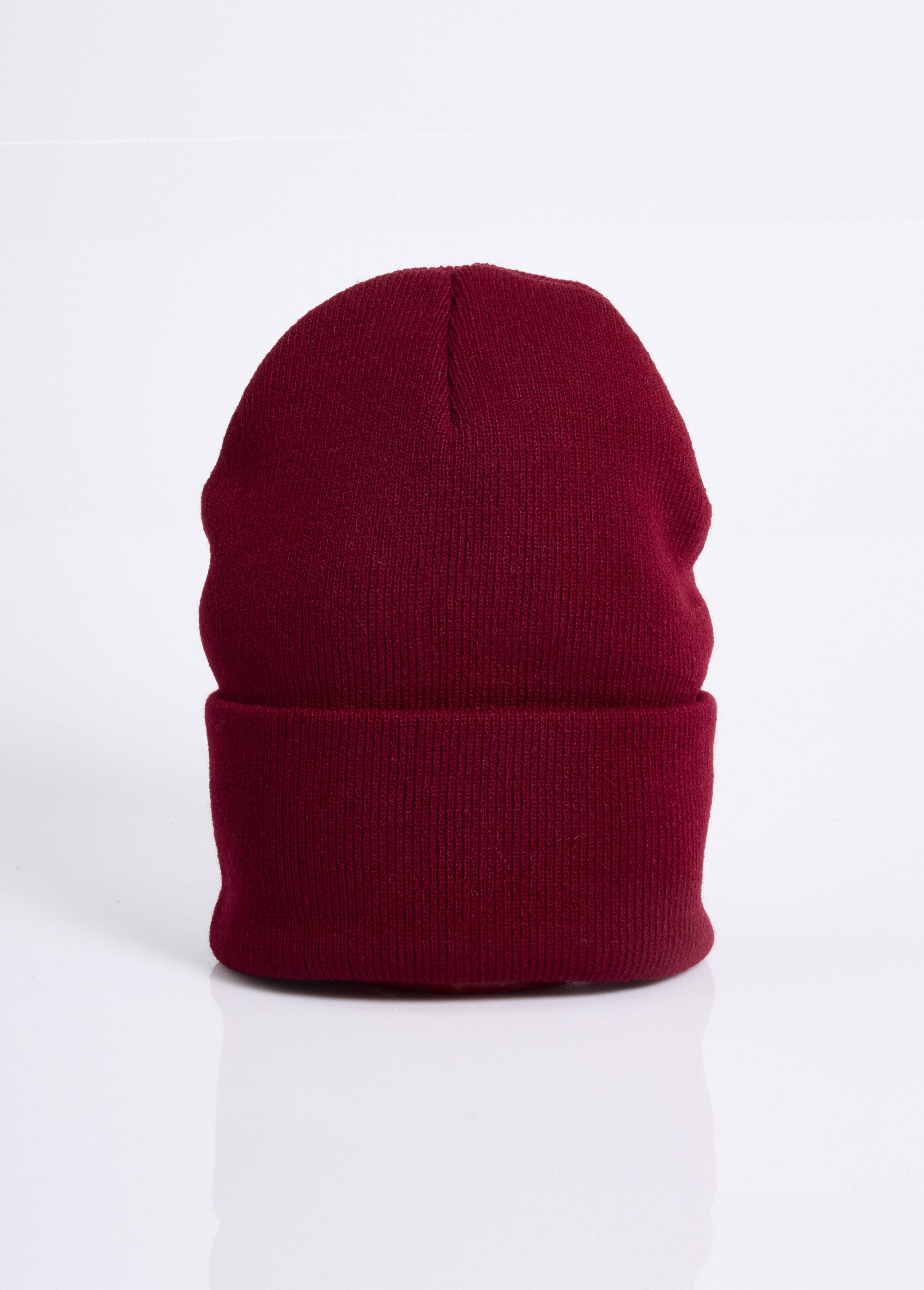 Bonnet en maille fines cotes à revers