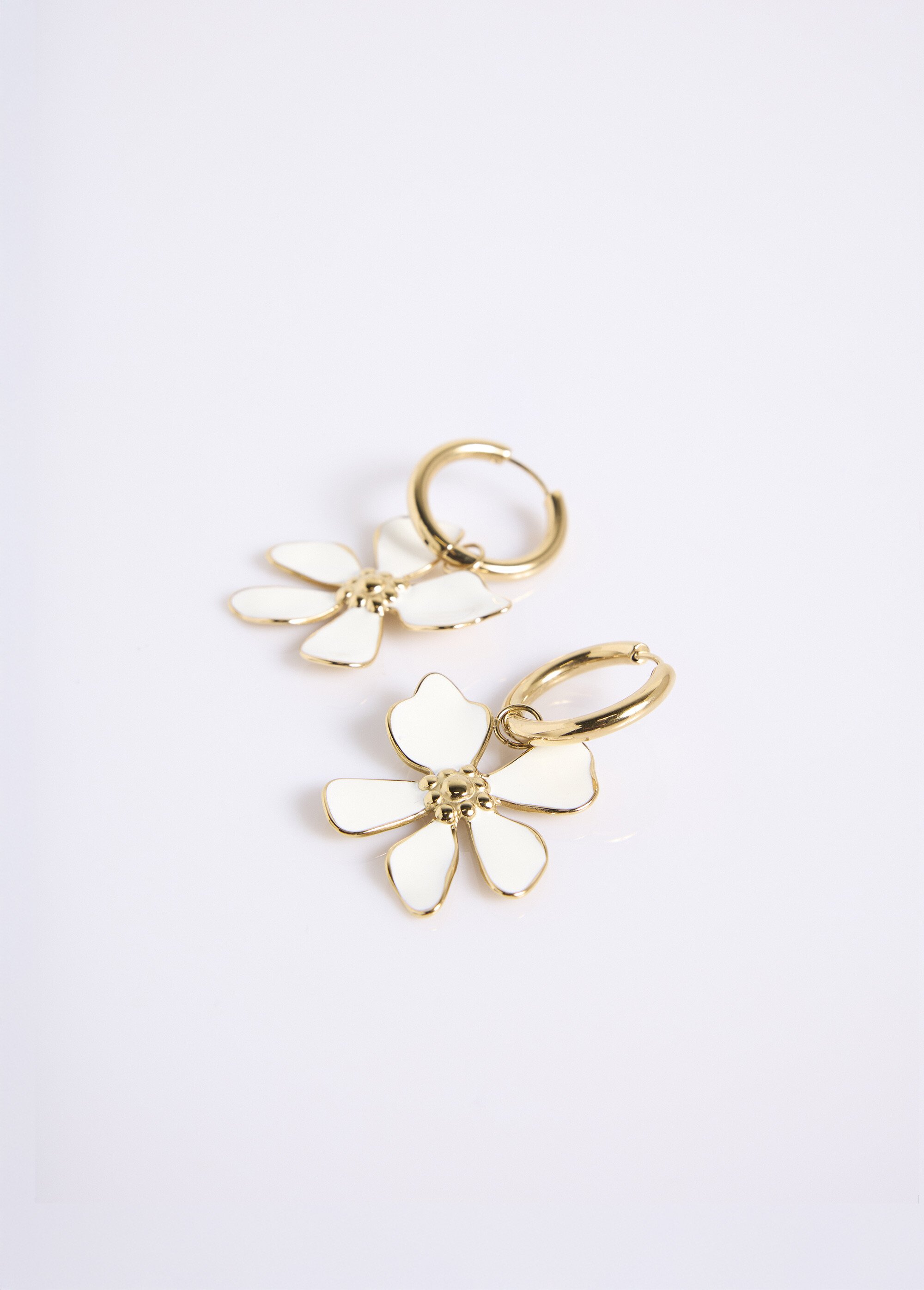 Boucles d'oreilles avec breloque fleur Blanc UNIONE FA1