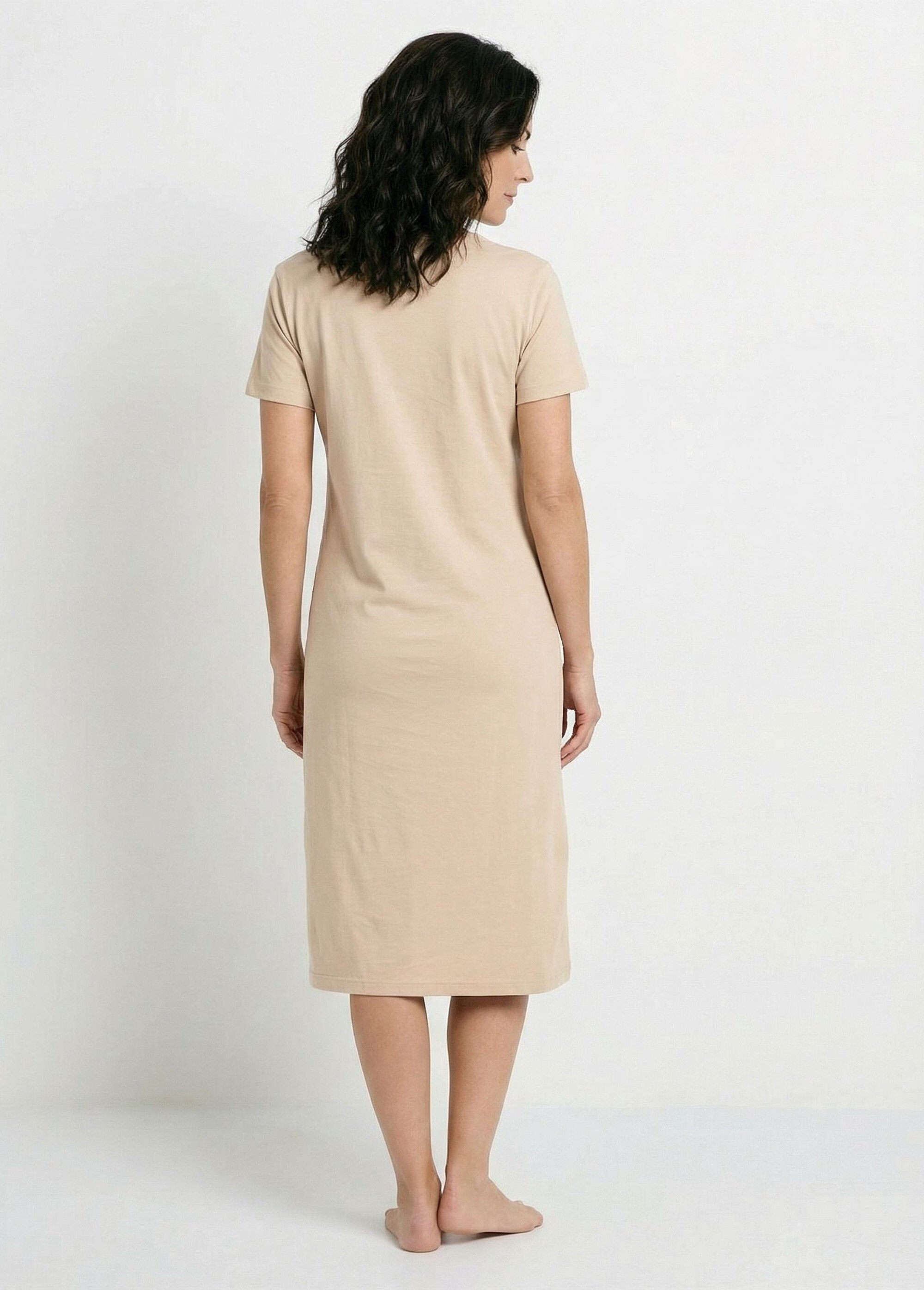 Chemise de nuit courte coton forme T-shirt Femme Beige SUNNY DO1