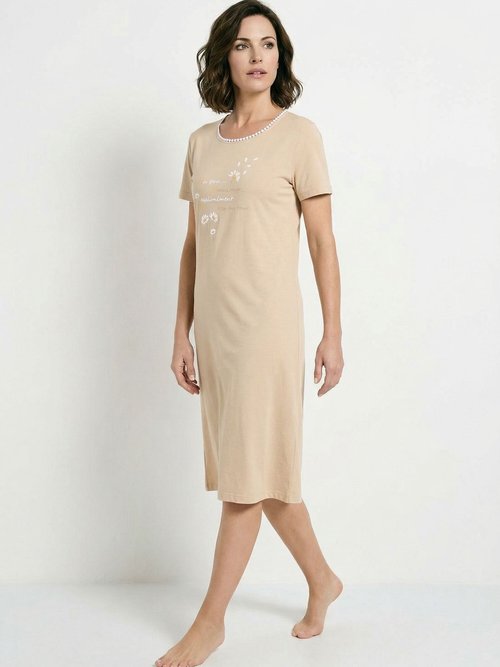 Chemise de nuit courte coton forme T-shirt Femme Beige SUNNY SF1