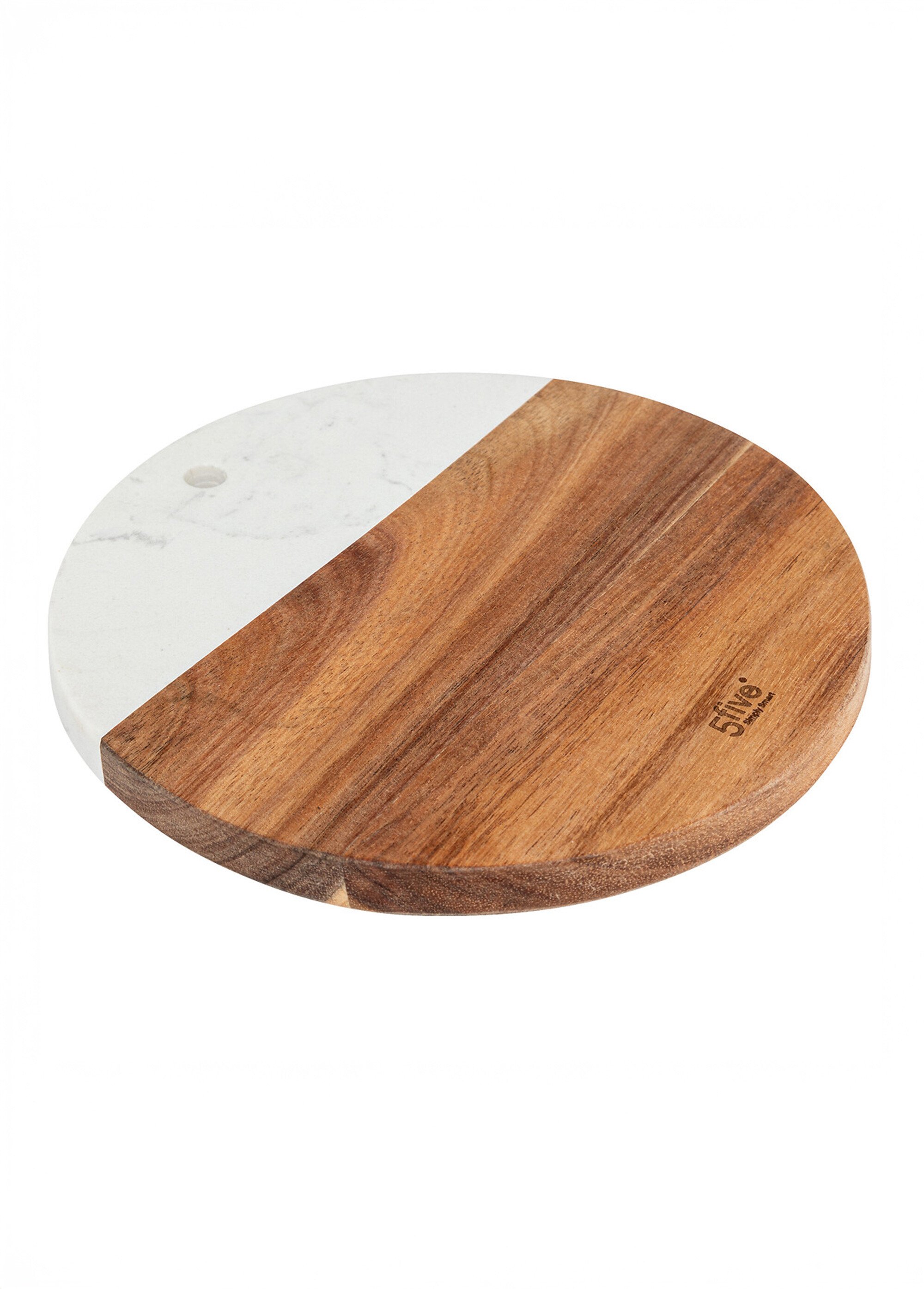 Dessous de plat en acacia et marbre, 20cm Marron JJA-204641 FA1