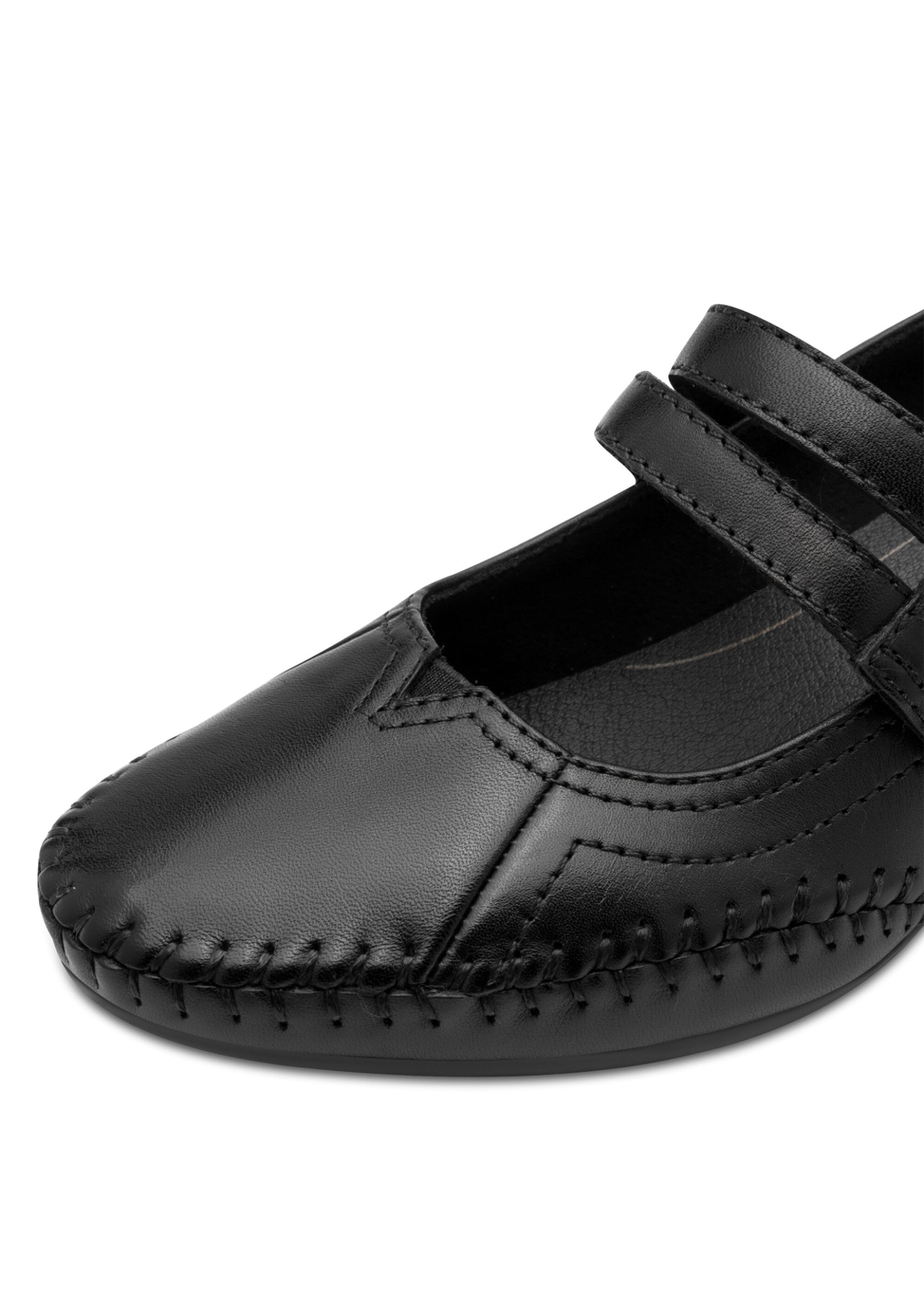 Escarpins confort en cuir façon babies Femme Noir JAN-82270046 DE1