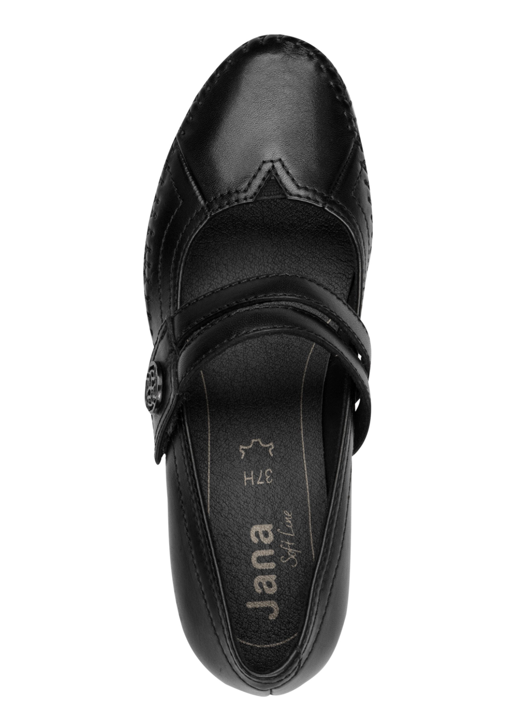 Escarpins confort en cuir façon babies Femme Noir JAN-82270046 OV1