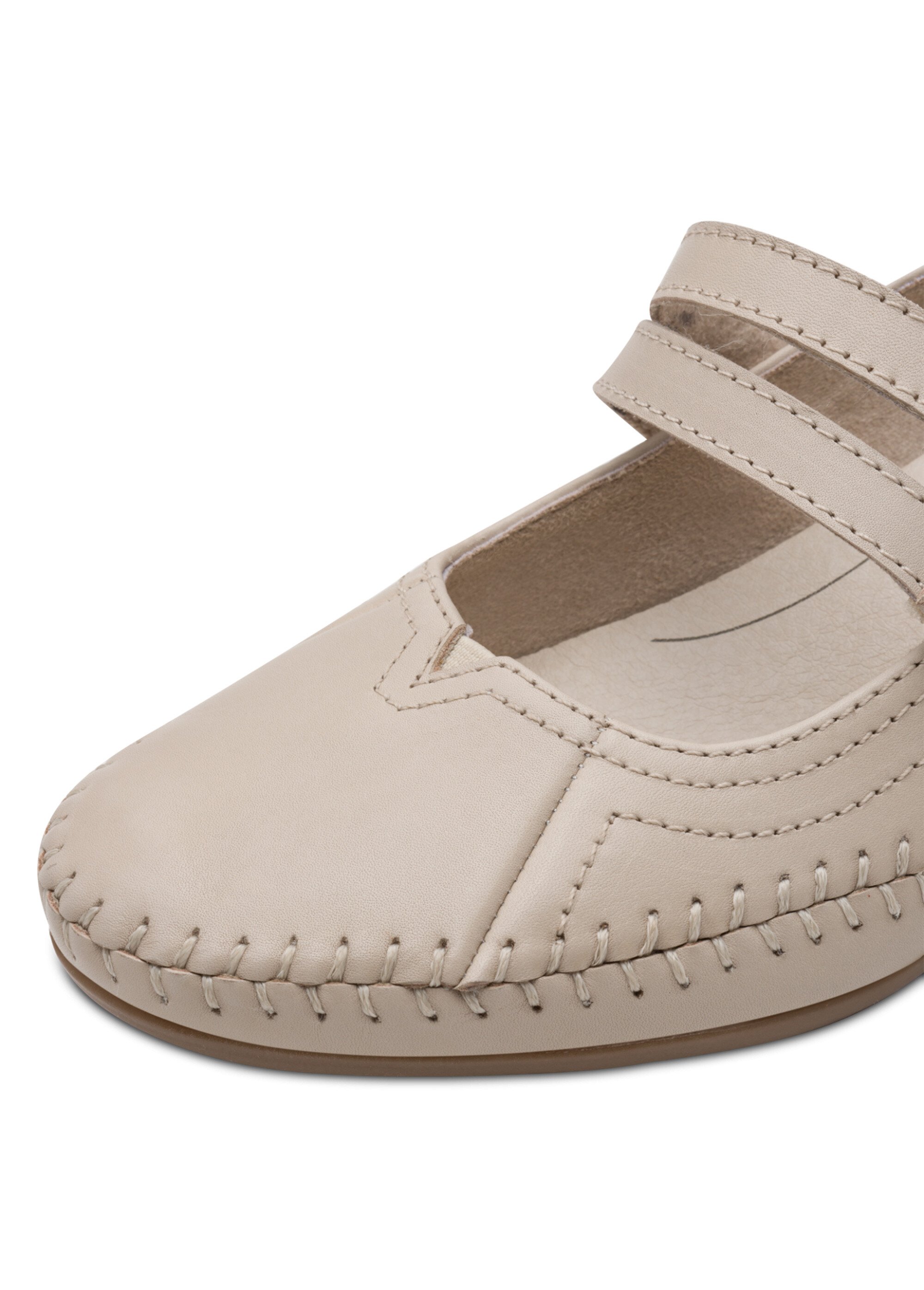 Escarpins confort en cuir façon babies Femme Beige JAN-82270046 DE1