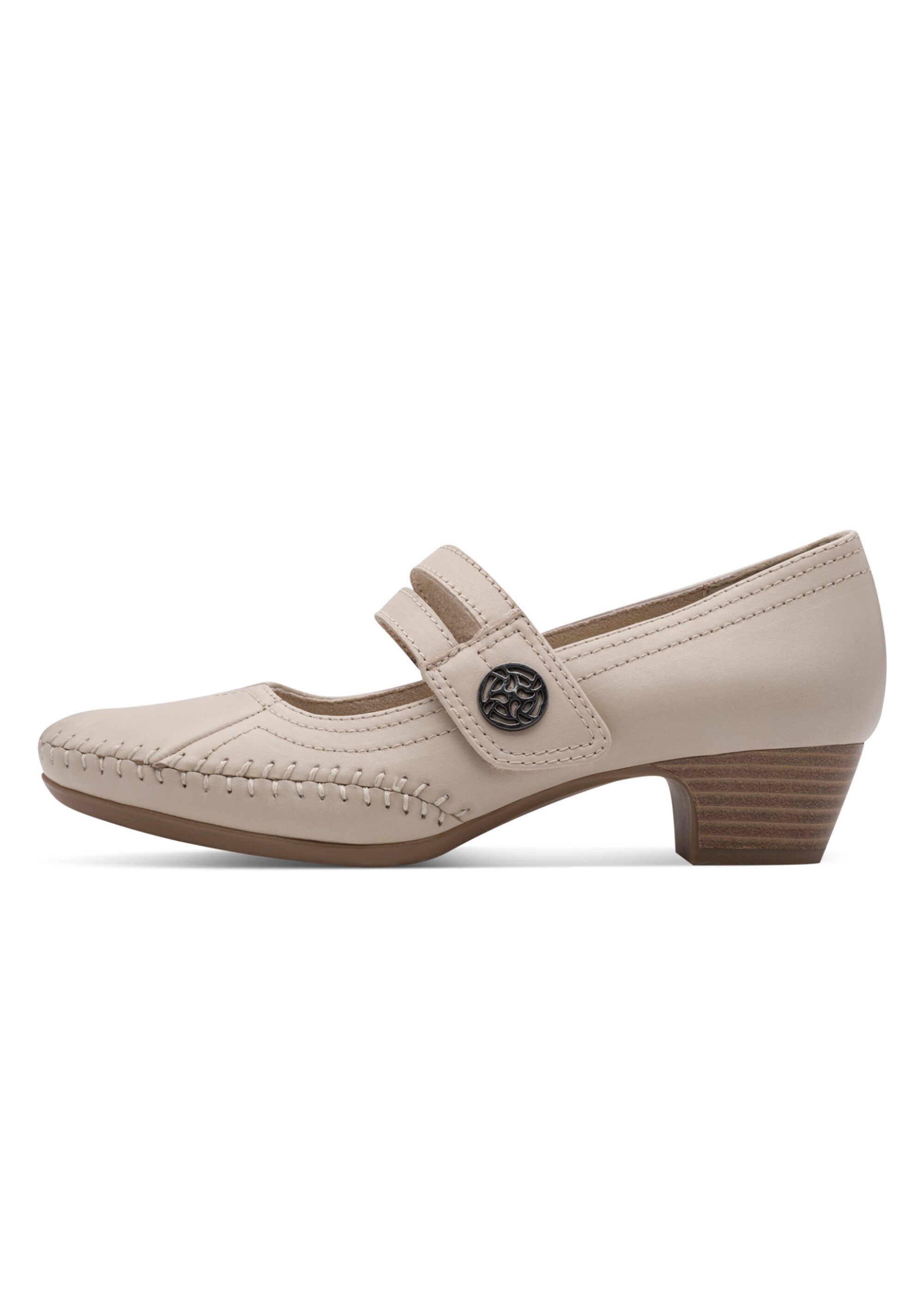 Escarpins confort en cuir façon babies Femme Beige JAN-82270046 GA1