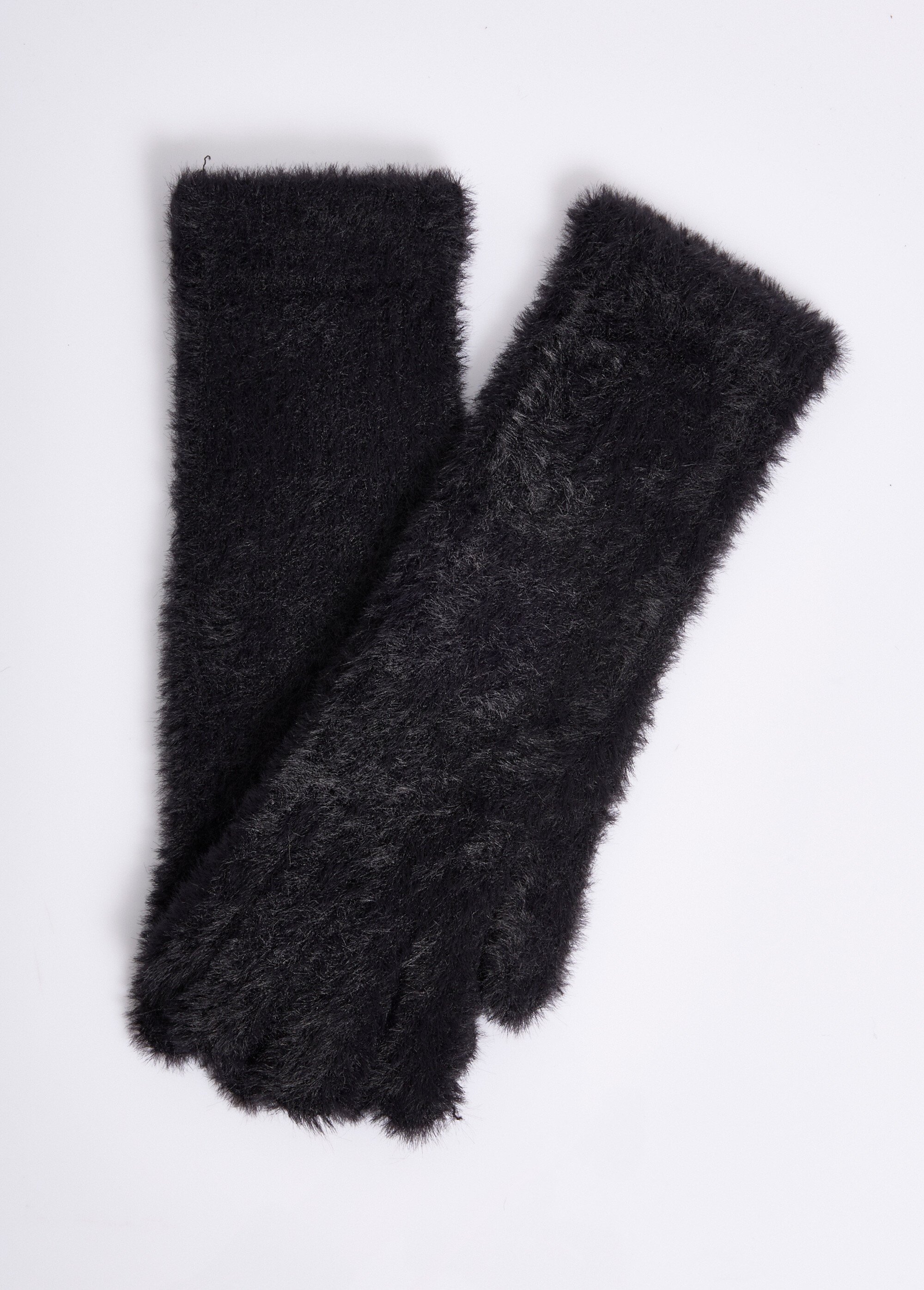 Gants chauds en maille poilue Femme Noir NES180LFG2409 FA1