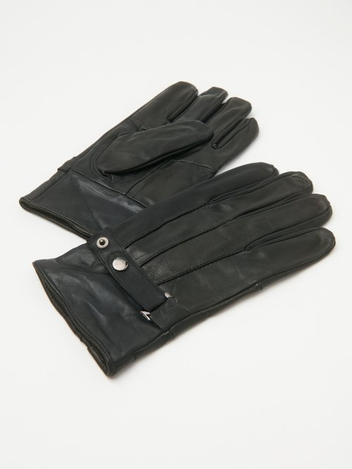 Gants homme en cuir patte poignet Homme Noir NESMGGANTCUIR AP1