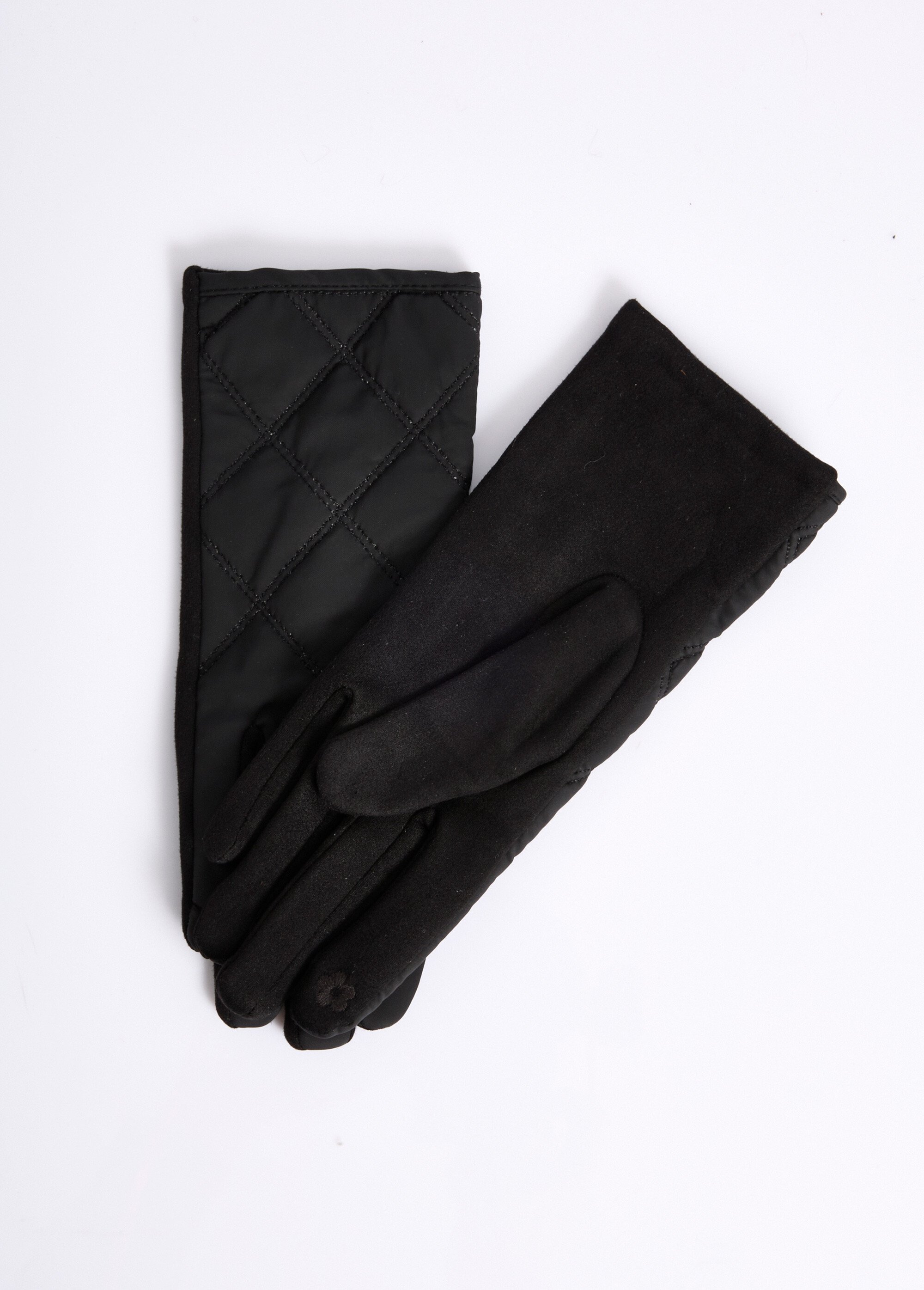 Gants matelassés surpiqués envers suédine Femme Noir NES180LFG2319 DE1