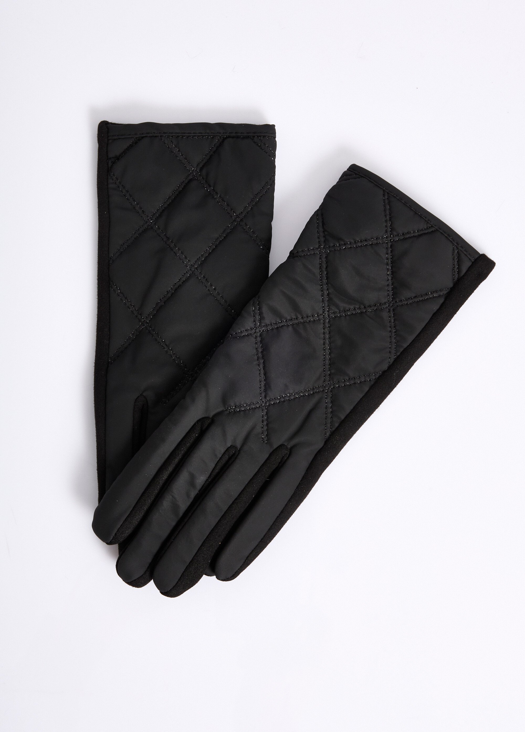 Gants matelassés surpiqués envers suédine Femme Noir NES180LFG2319 FA1