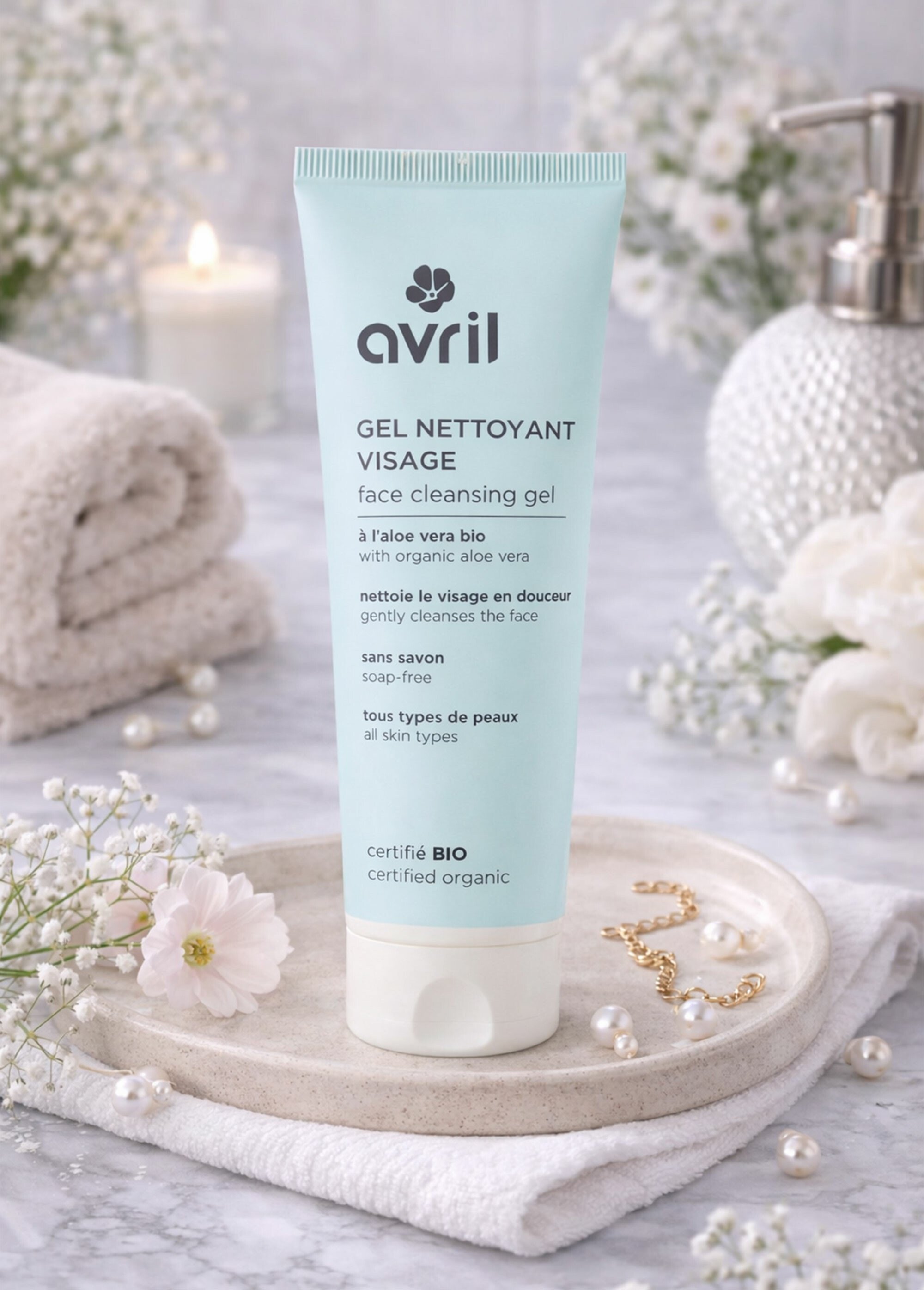 Gel nettoyant visage BIO à l'aloe vera Bleu AV-625 SI1