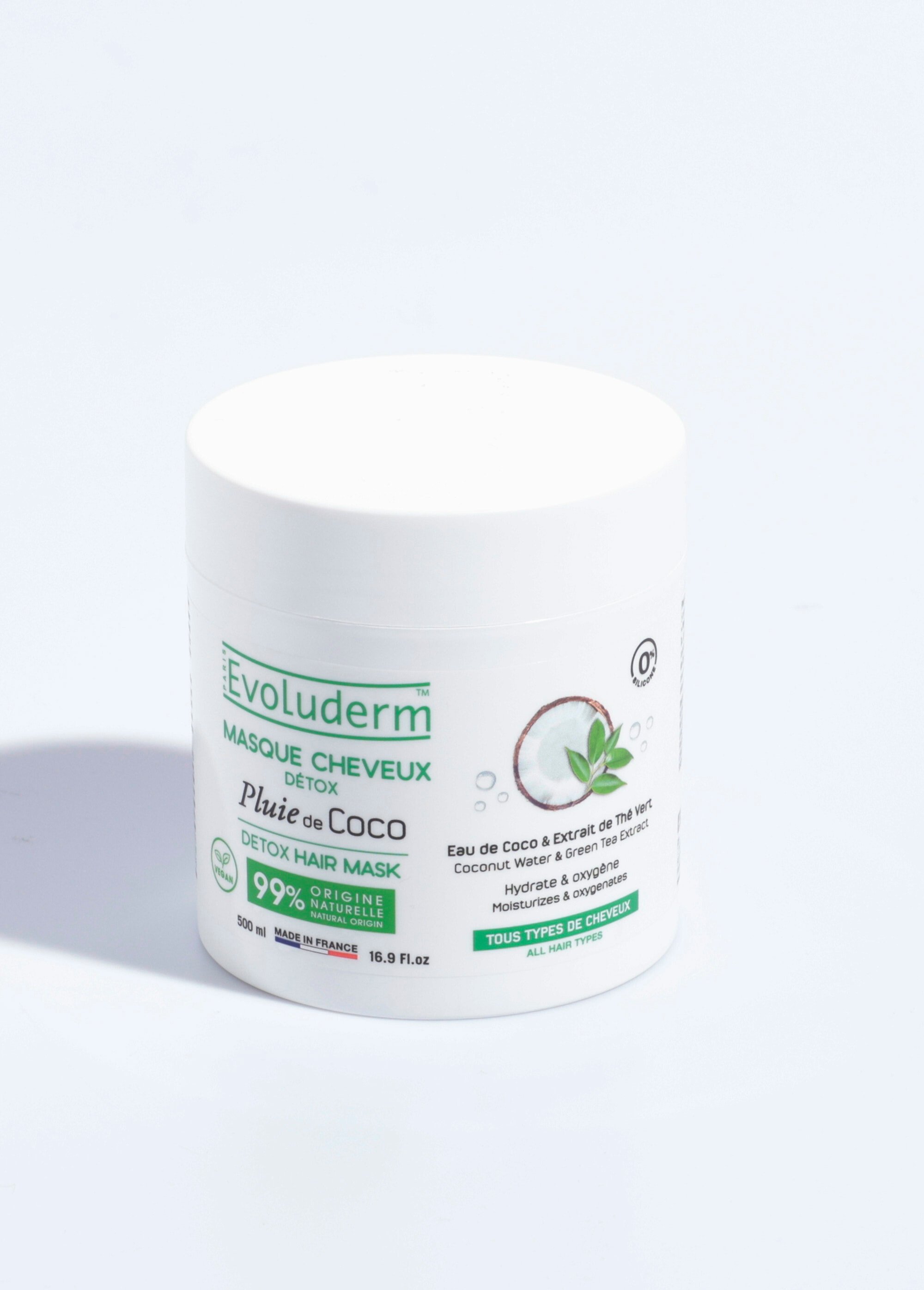 Masque cheveux détox à l'eau de coco Blanc EVO22019 FA1