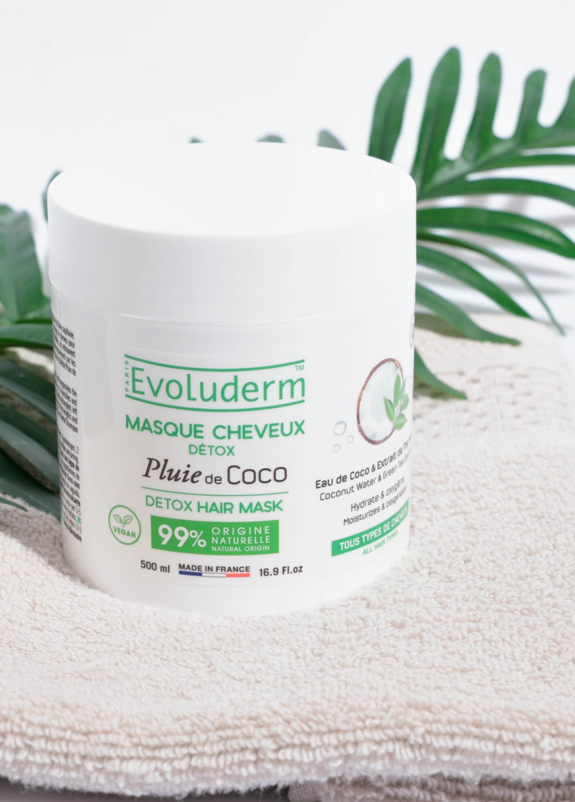 Masque cheveux détox à l'eau de coco Blanc EVO22019 SF1