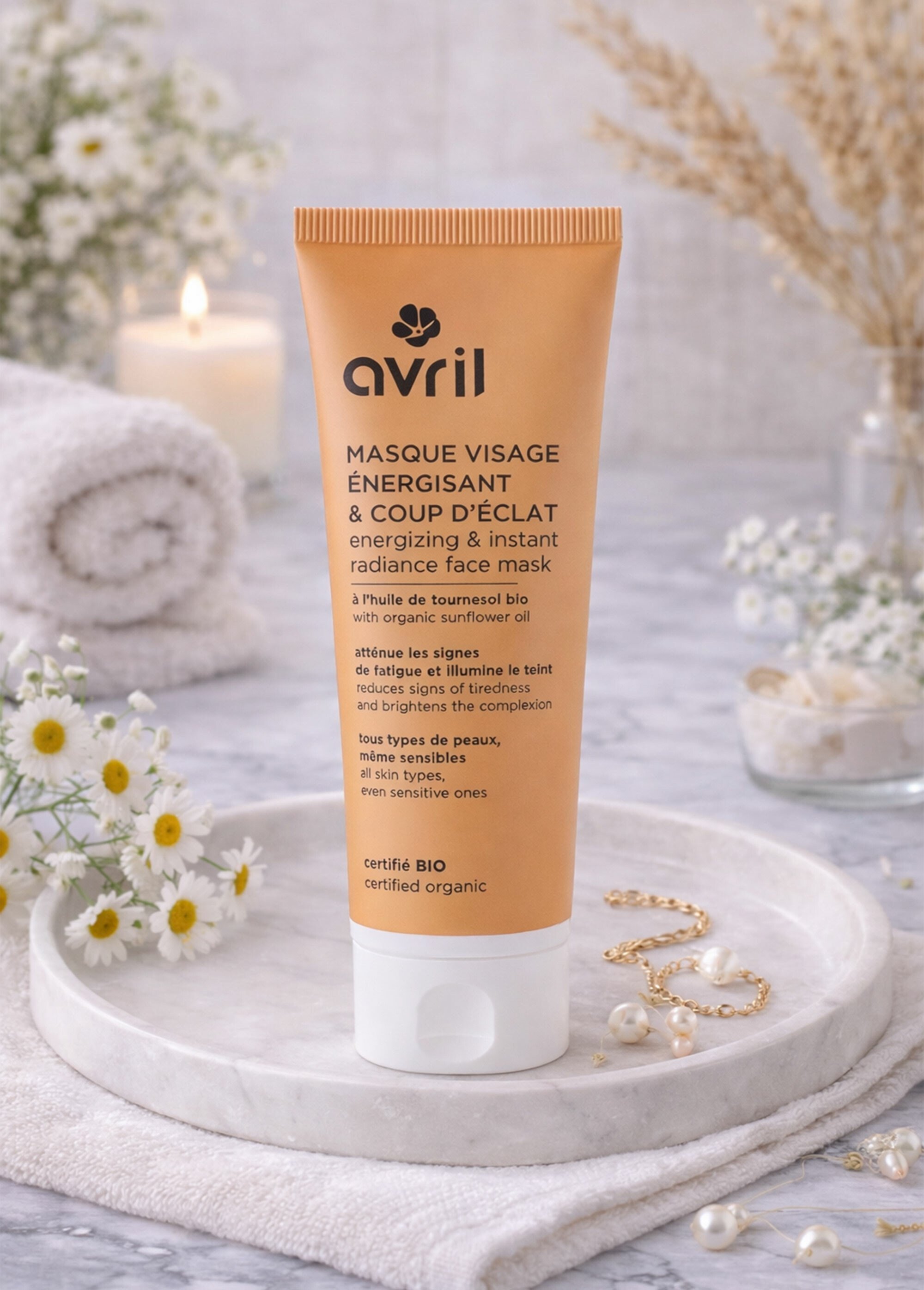 Masque visage énergisant, tournesol BIO Orange | Afibel