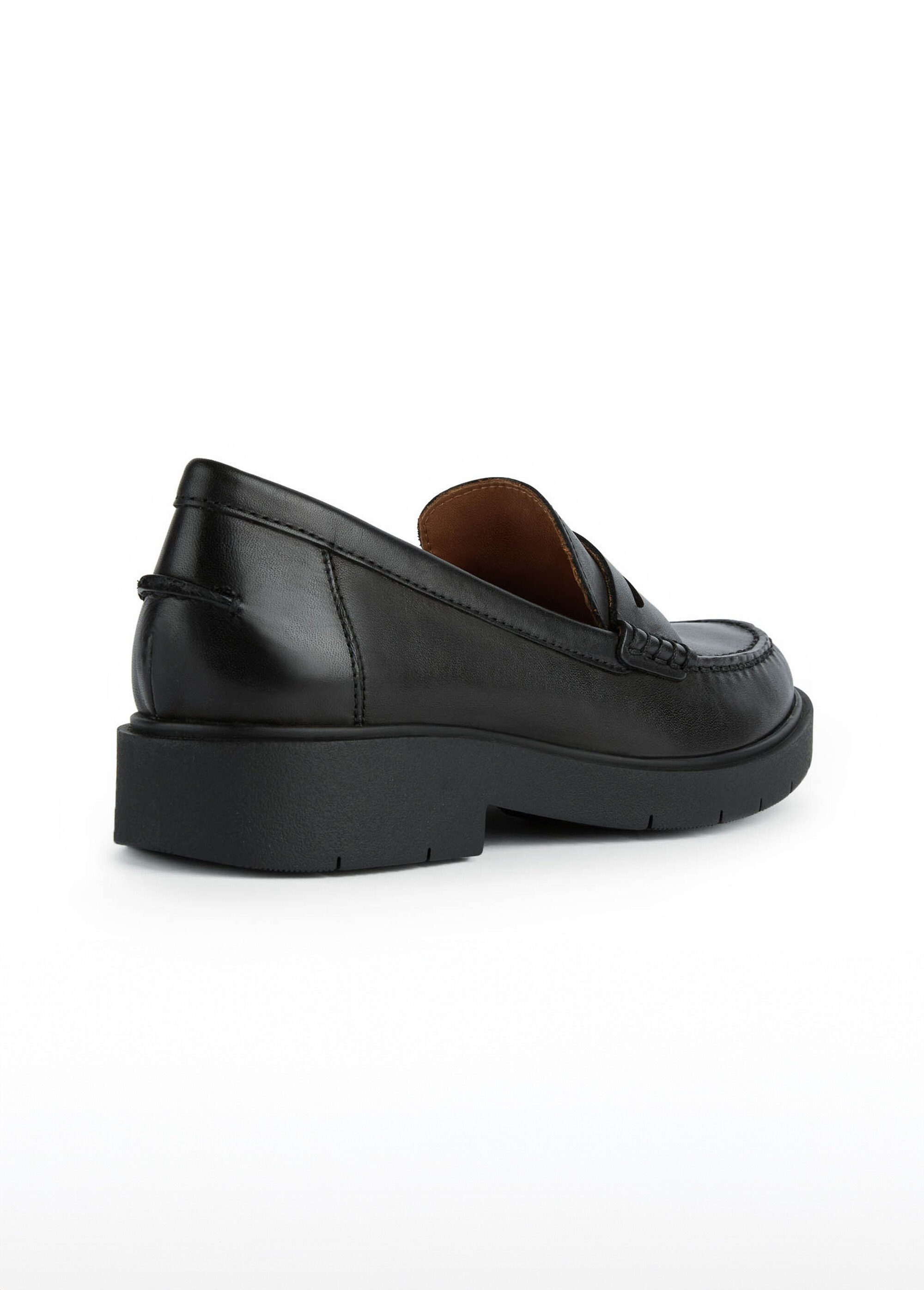 Mocassins cuir semelle épaisse Femme Noir GEO-D25QRA DO2