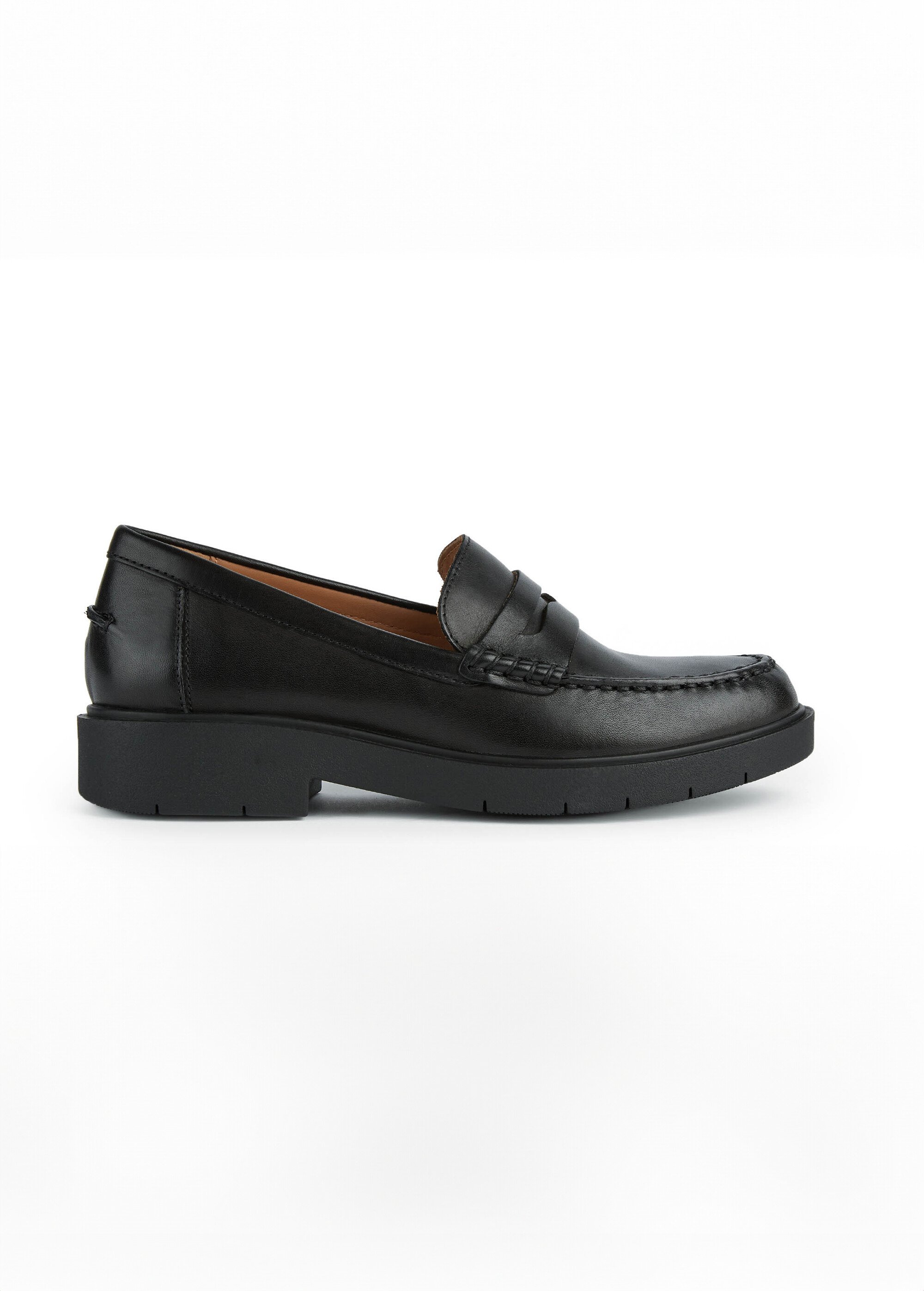 Mocassins cuir semelle épaisse Femme Noir GEO-D25QRA DR1