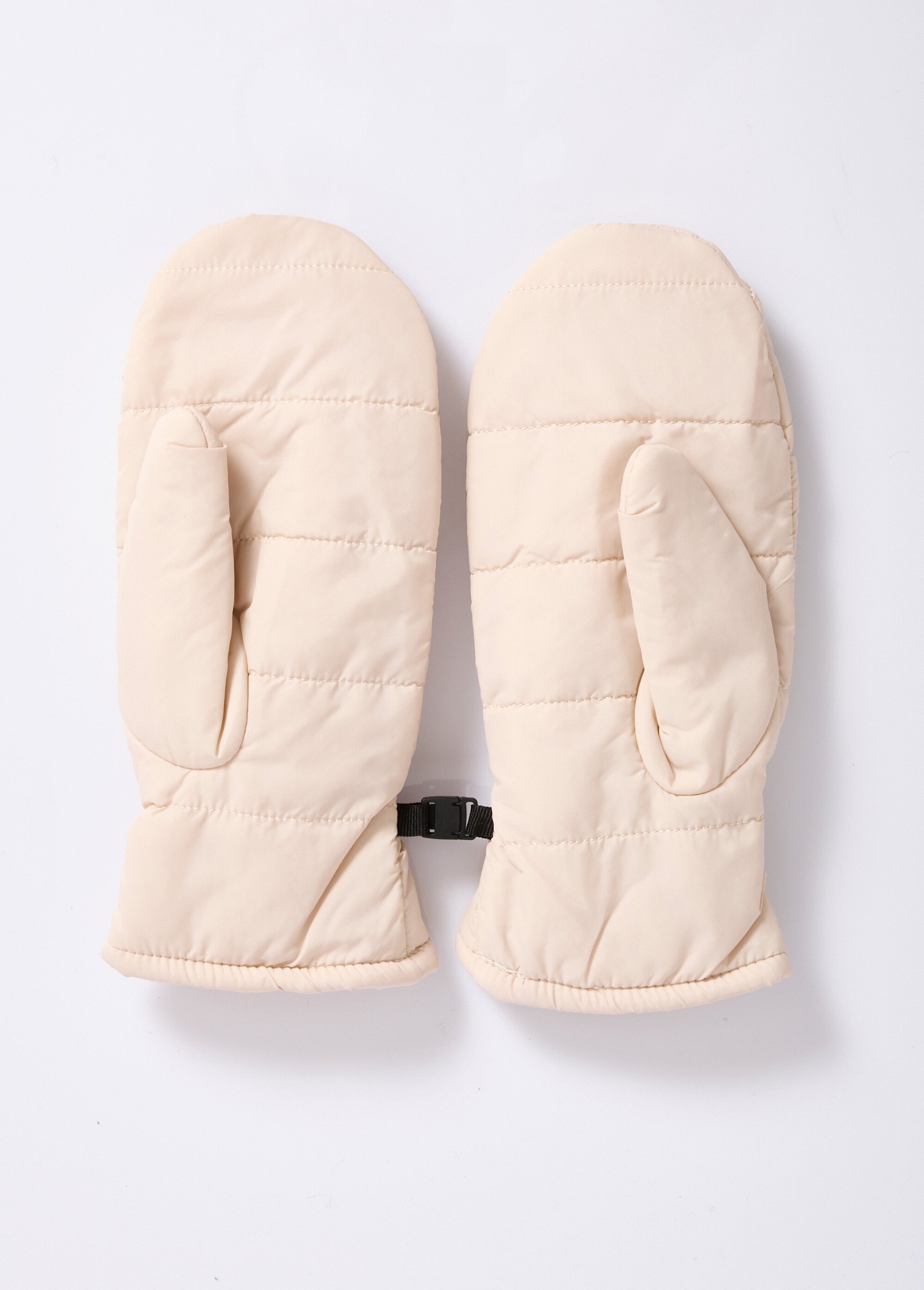 Moufles chaudes matelassées surpiqures Femme Beige NES180LFG2408 DE1