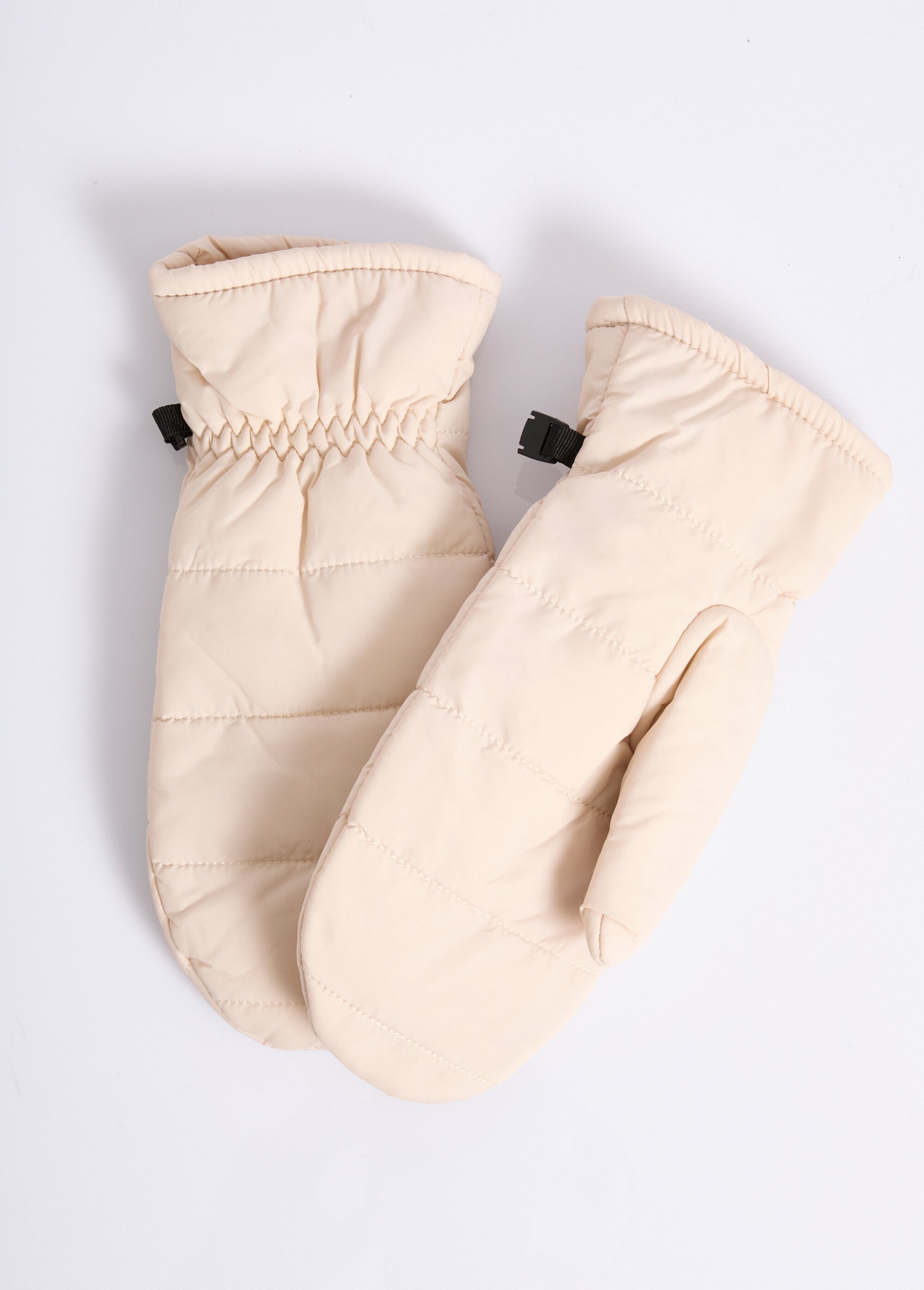 Moufles chaudes matelassées surpiqures Femme Beige NES180LFG2408 FA1