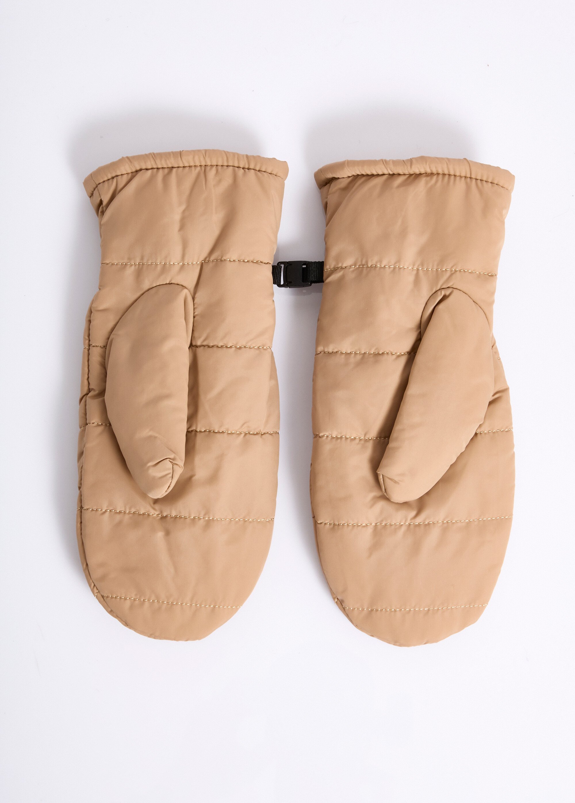 Moufles chaudes matelassées surpiqures Femme Beige NES180LFG2408 DE1