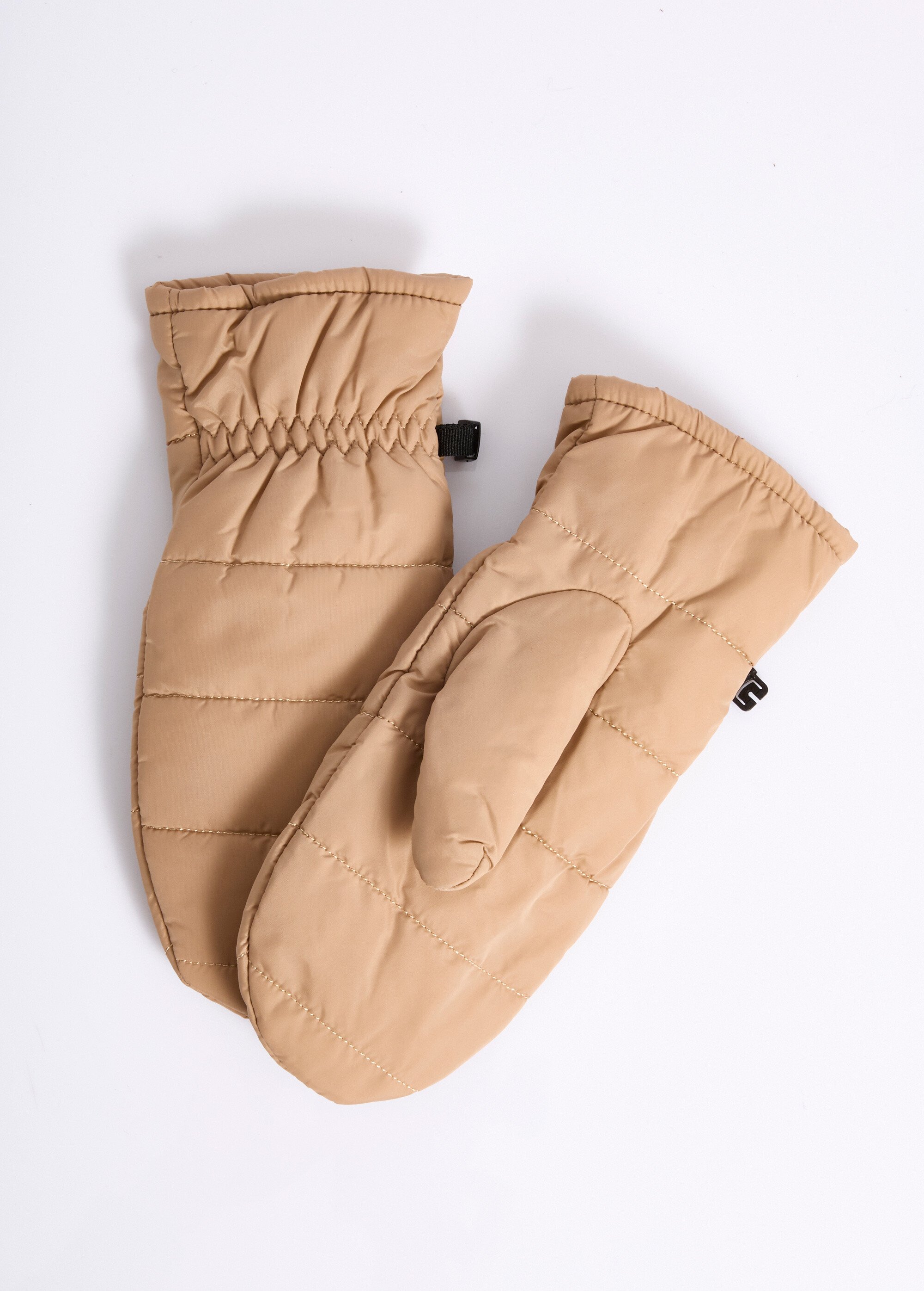Moufles chaudes matelassées surpiqures Femme Beige NES180LFG2408 FA1
