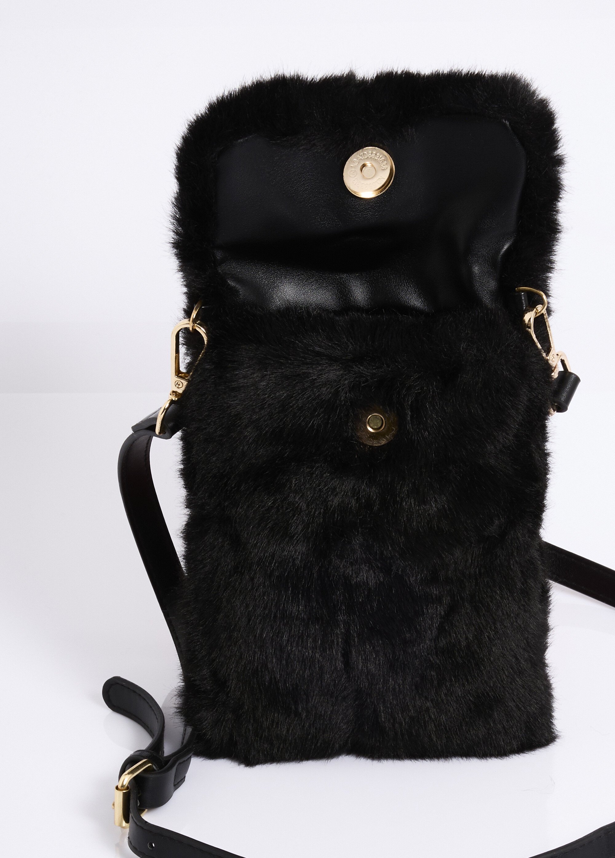 Pochette aimantée en fausse fourrure Femme Noir NES180LBW2403 DE1