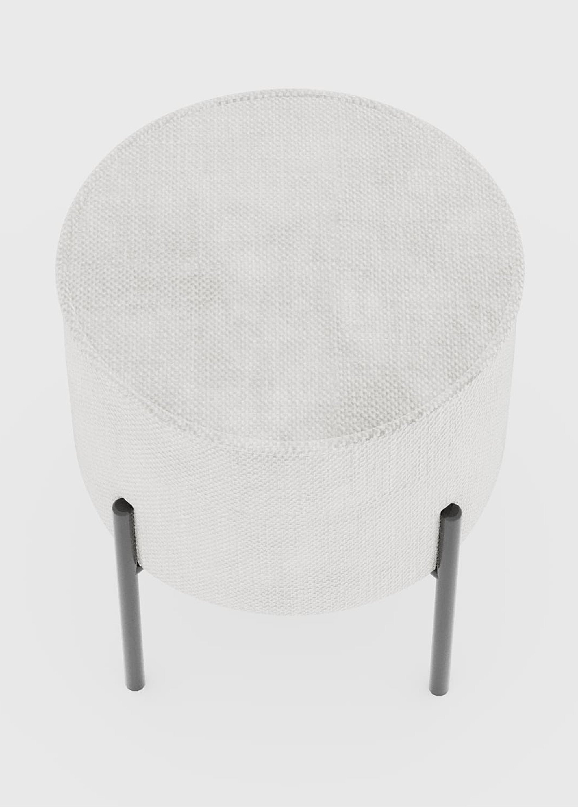 Pouf rond sur pieds, en textile et métal