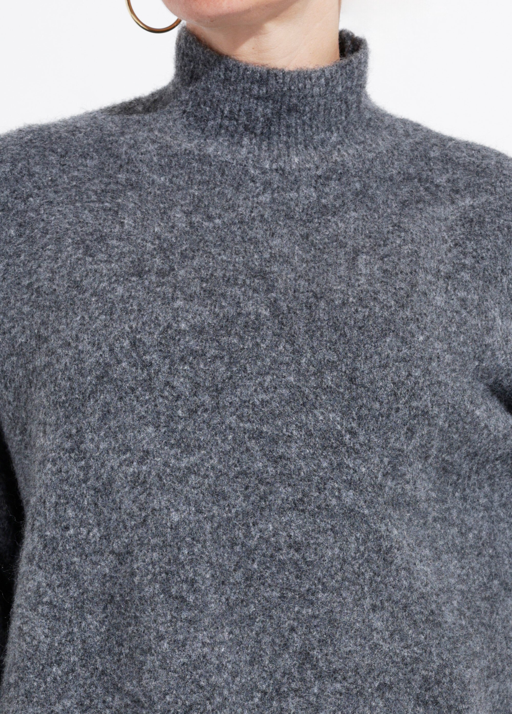 Pull col montant en maille duveteuse Femme Gris IA-AR862 DE1