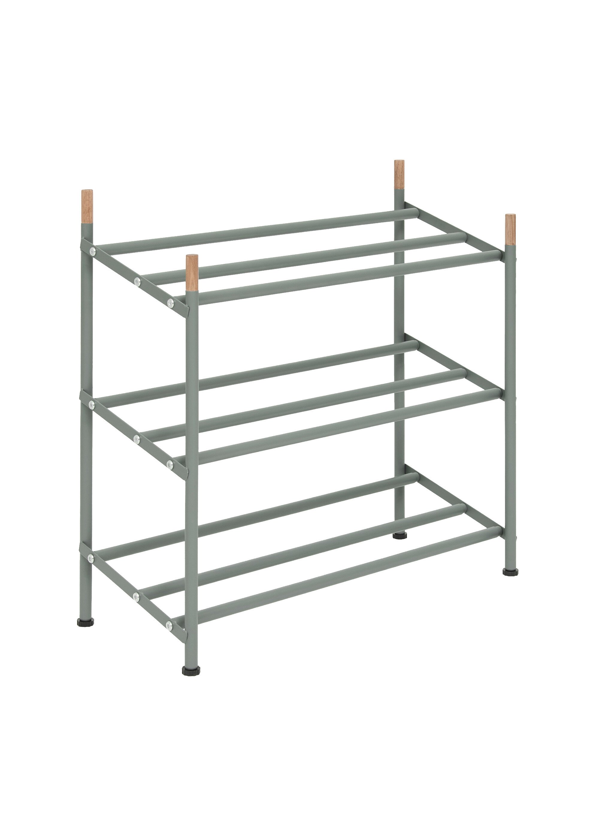 Rack à chaussures 3 niveaux en acier VERT JJA-212765B FA1