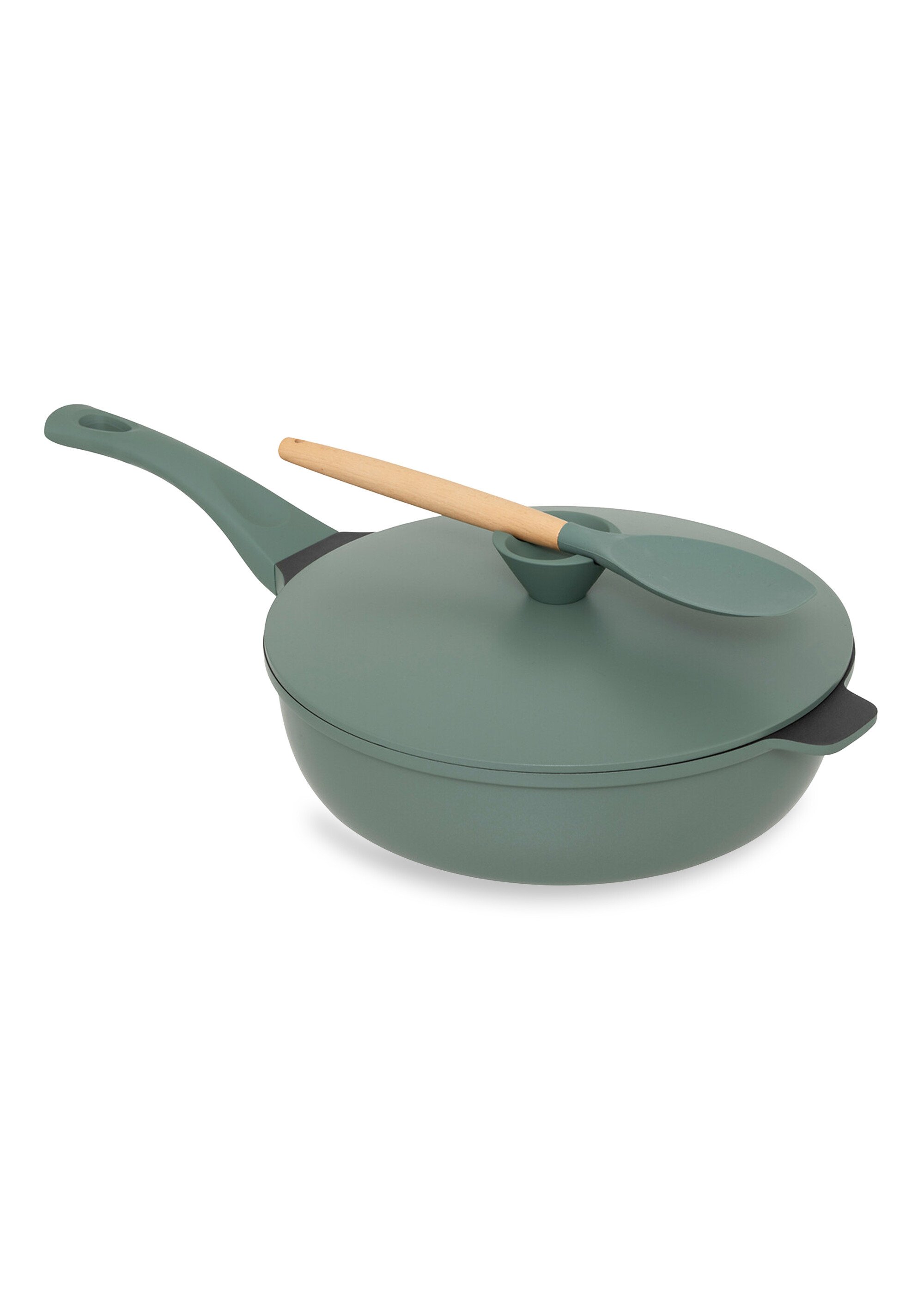 Sauteuse alu + panier vapeur + couvercle + cuillère Vert JJA-189456 FA1