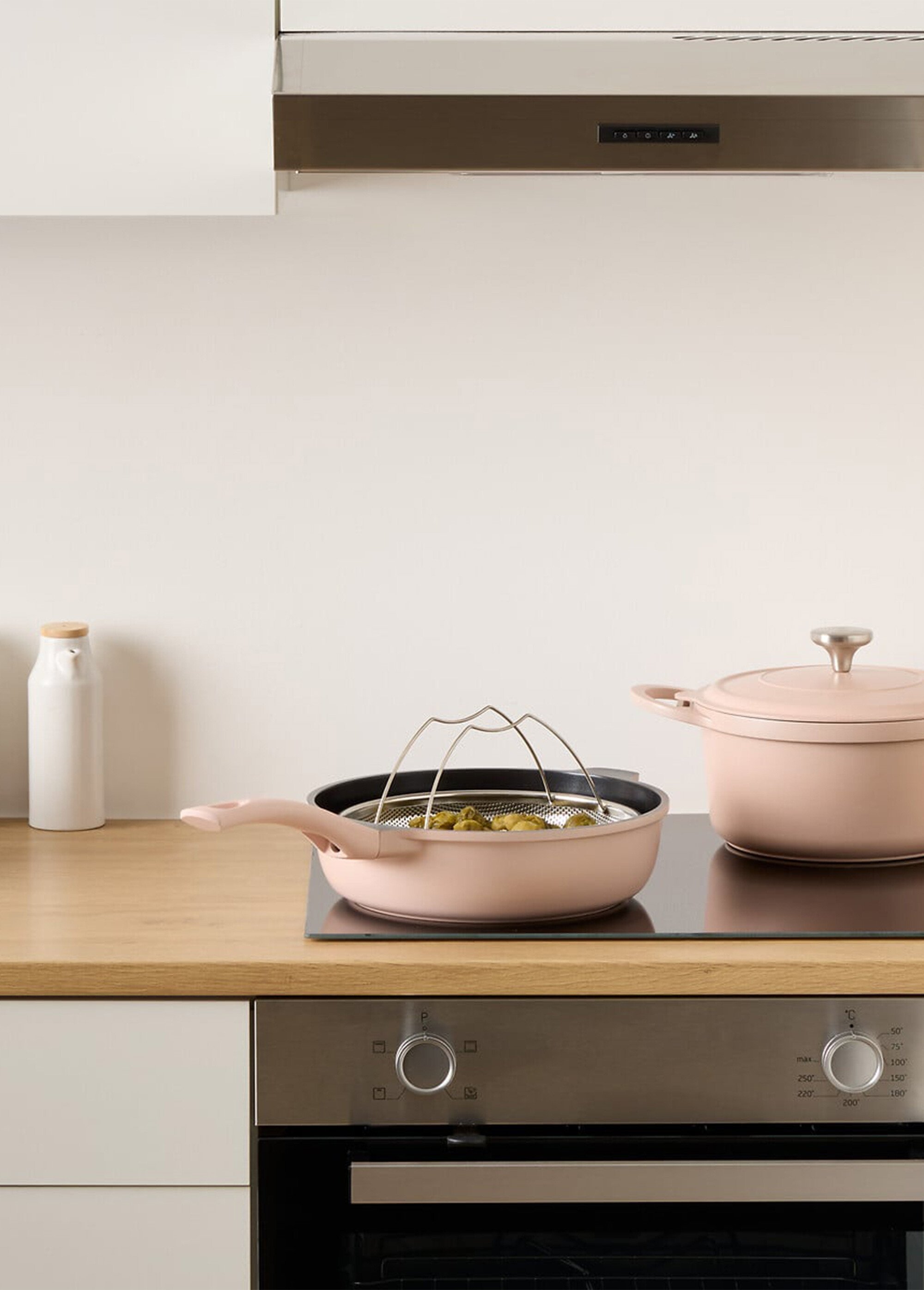 Sauteuse alu + panier vapeur + couvercle + cuillère Rose JJA-189456 SI1