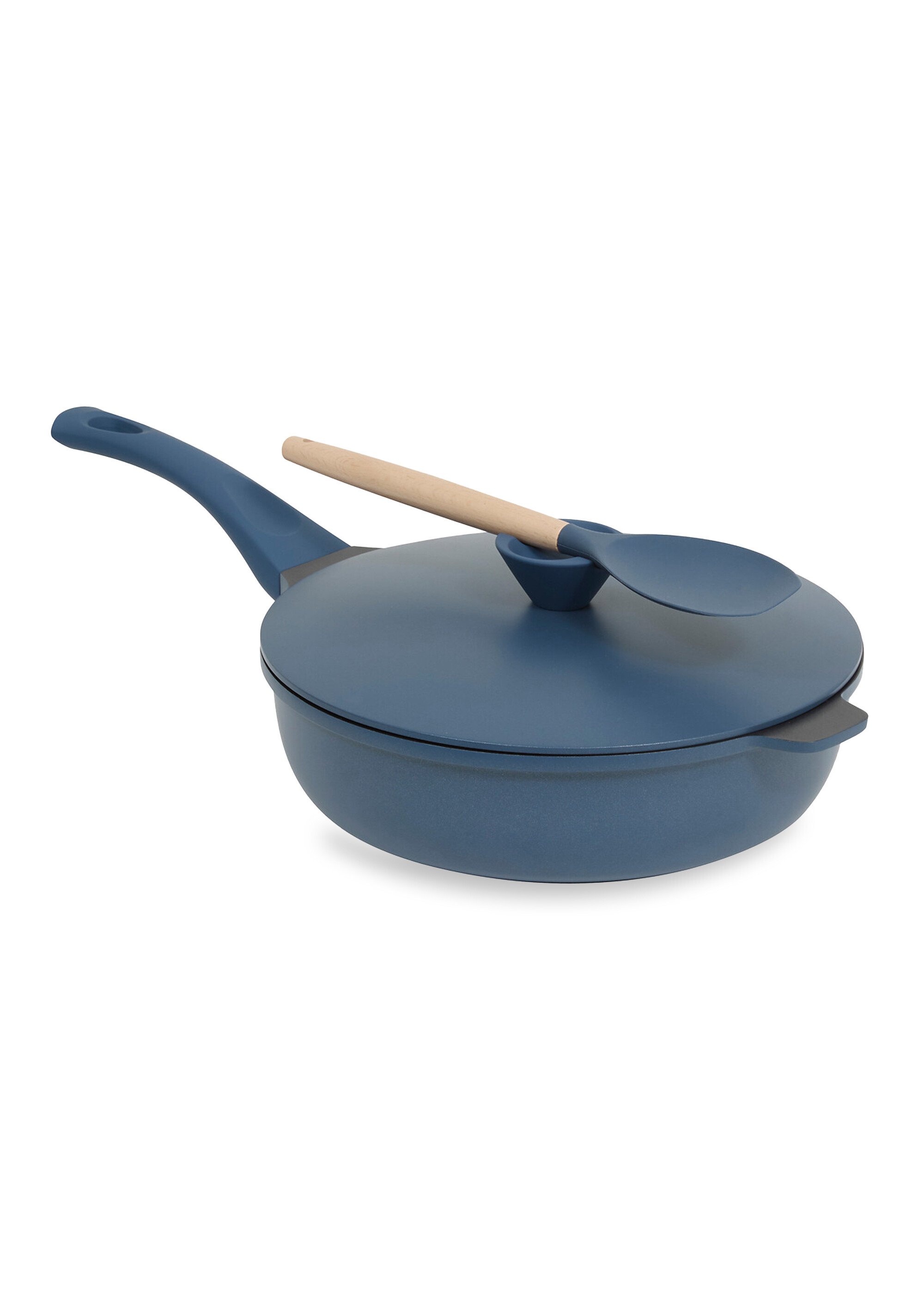 Sauteuse alu + panier vapeur + couvercle + cuillère Bleu JJA-189456 FA1