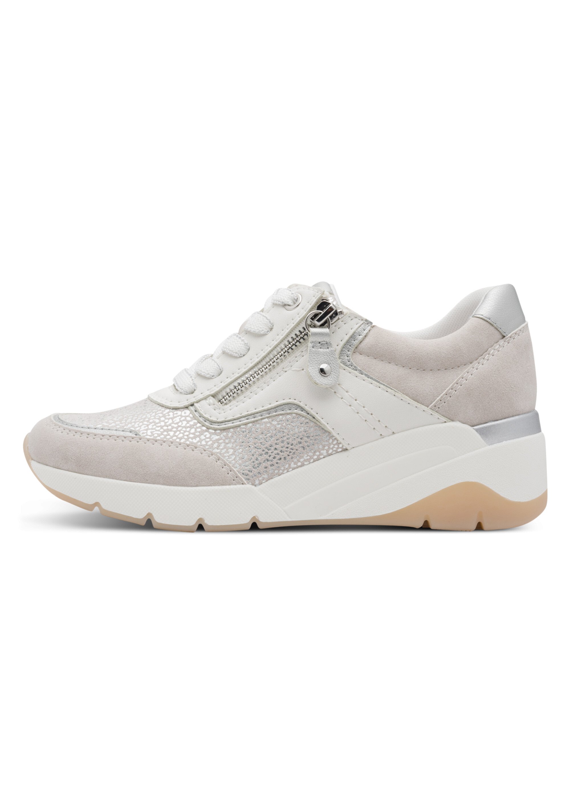 Sneakers métallisées semelle compensée Femme Blanc JAN-82376846 GA1