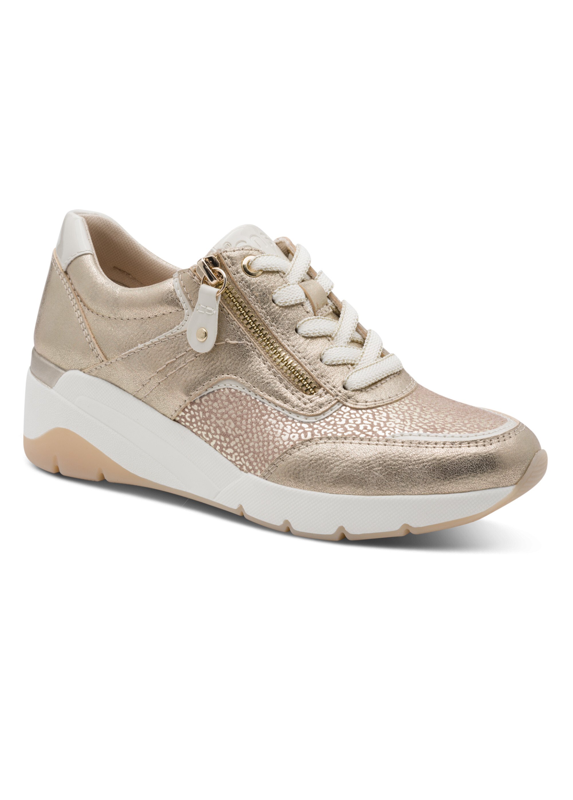 Sneakers métallisées semelle compensée Femme Doré JAN-82376846 FA1