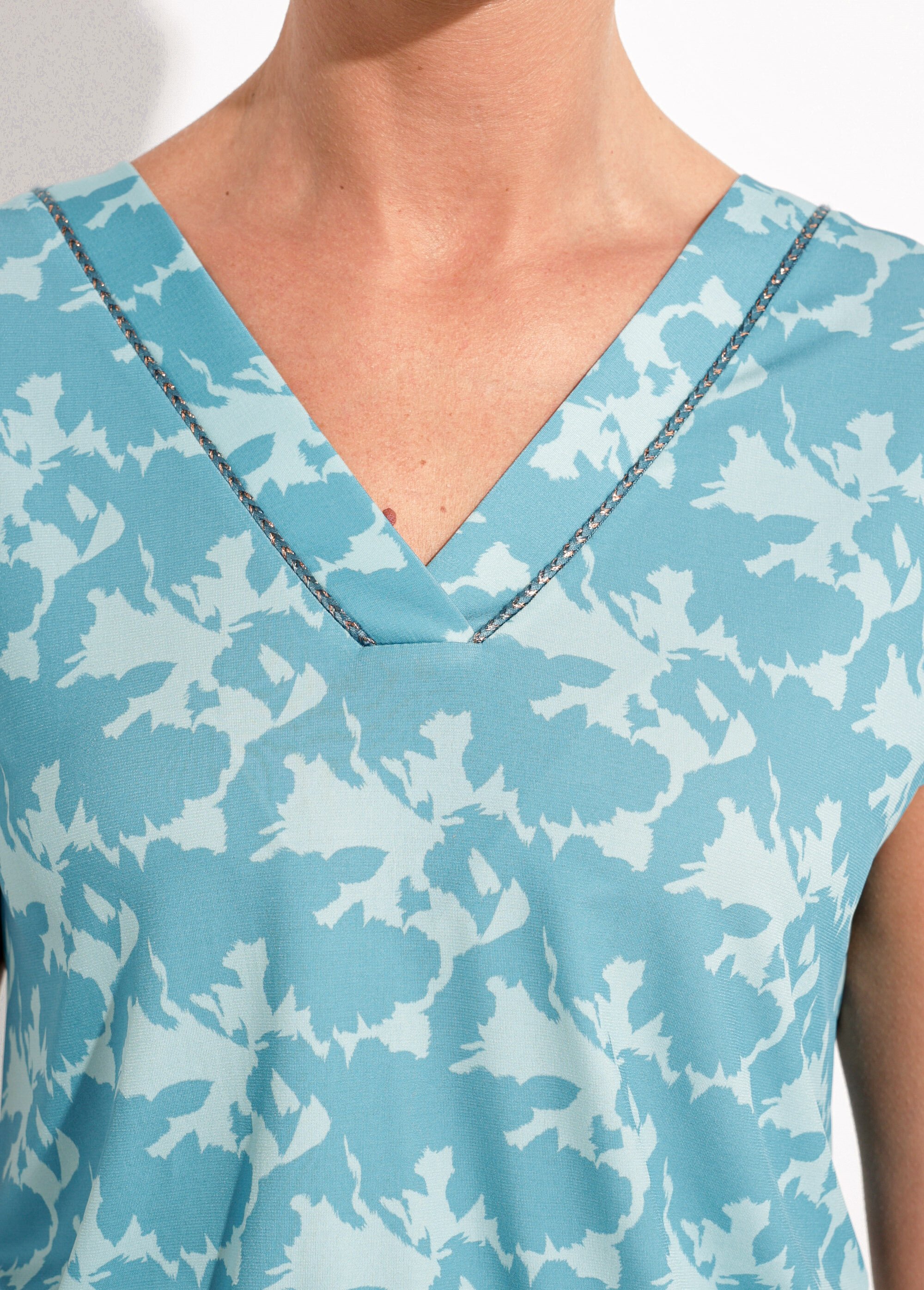 T-shirt imprimé col V manches kimono