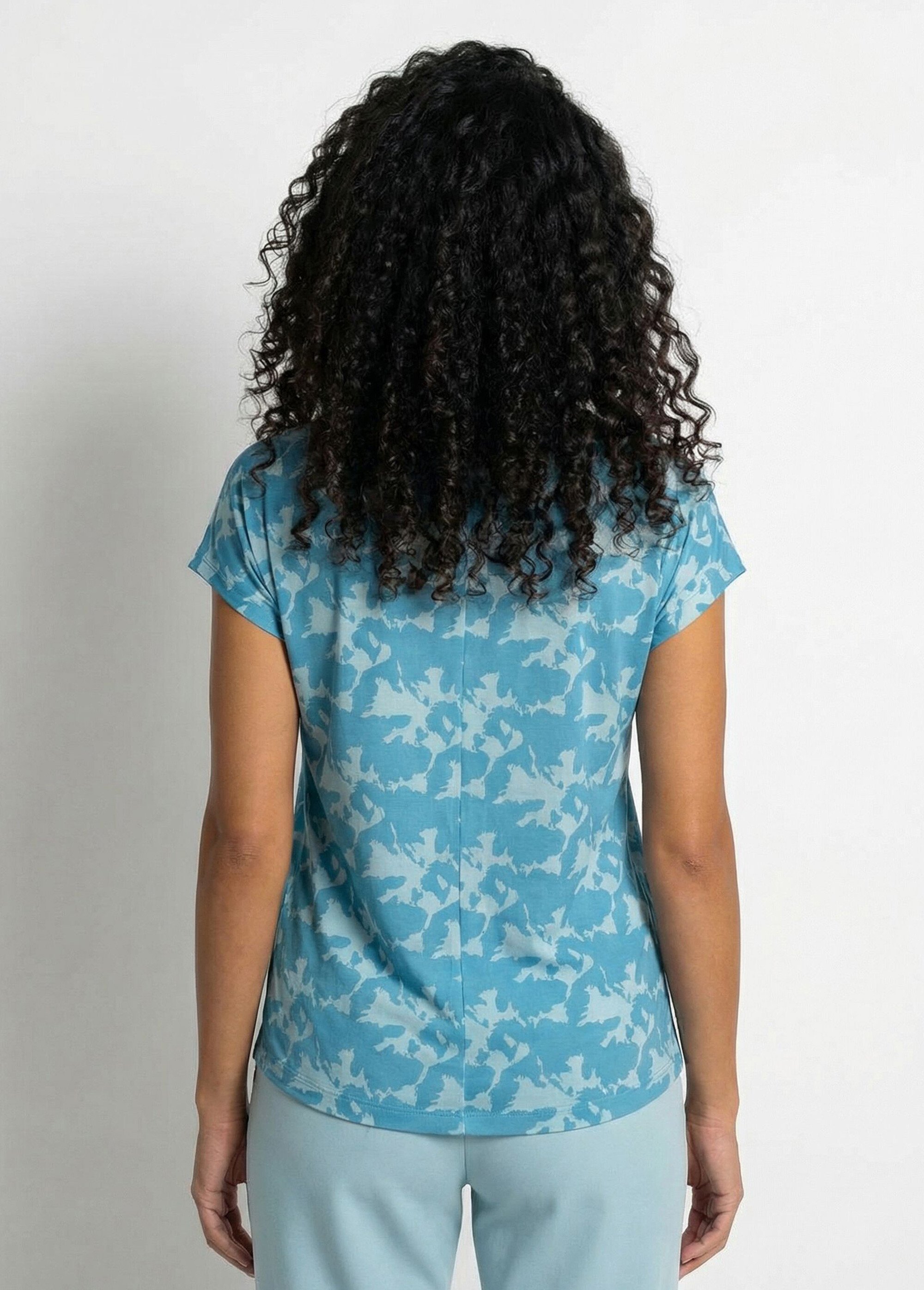 T-shirt imprimé col V manches kimono Femme OPALINE ET ECRU CEVERINE DO1