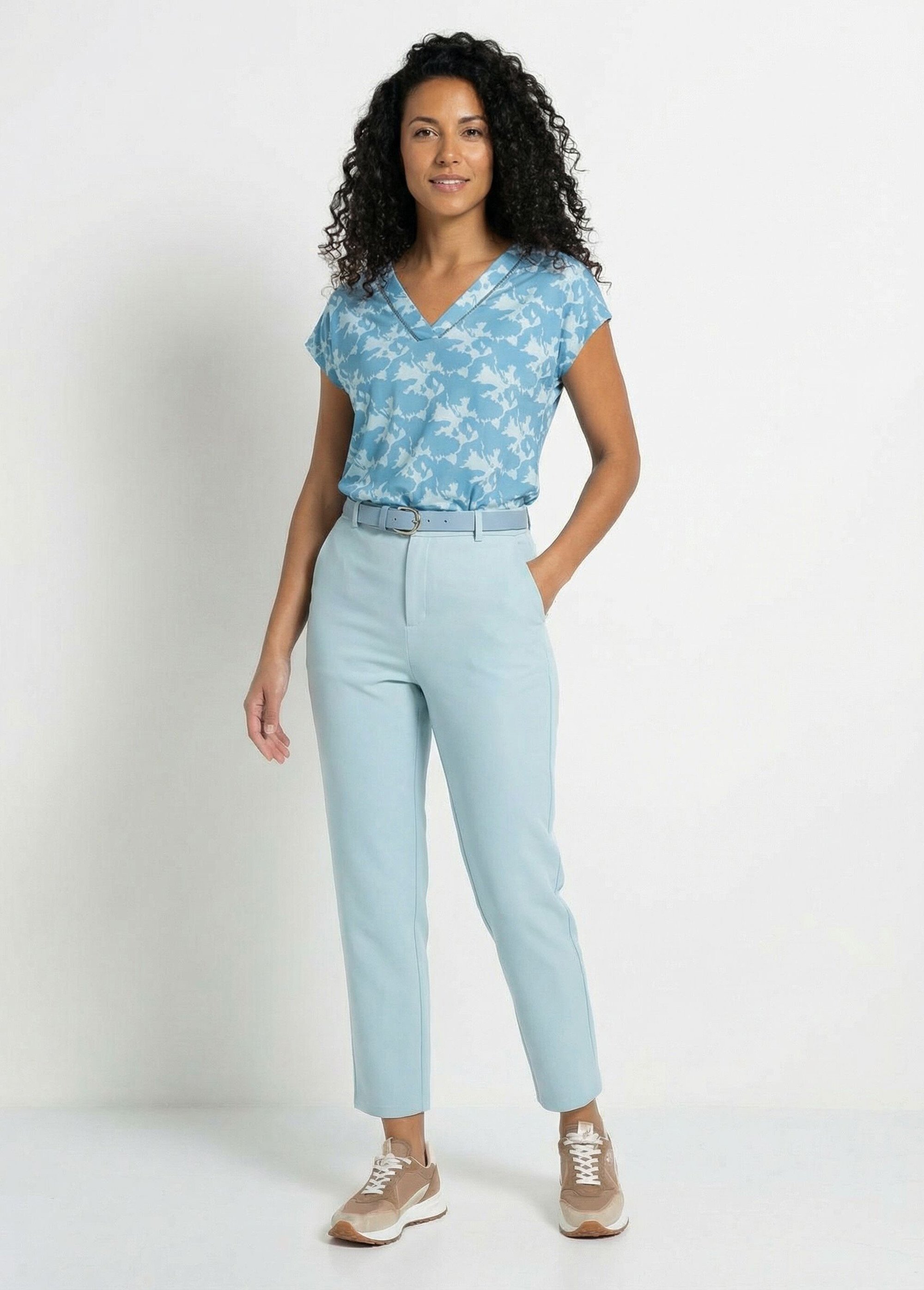 T-shirt imprimé col V manches kimono Femme OPALINE ET ECRU CEVERINE SF1