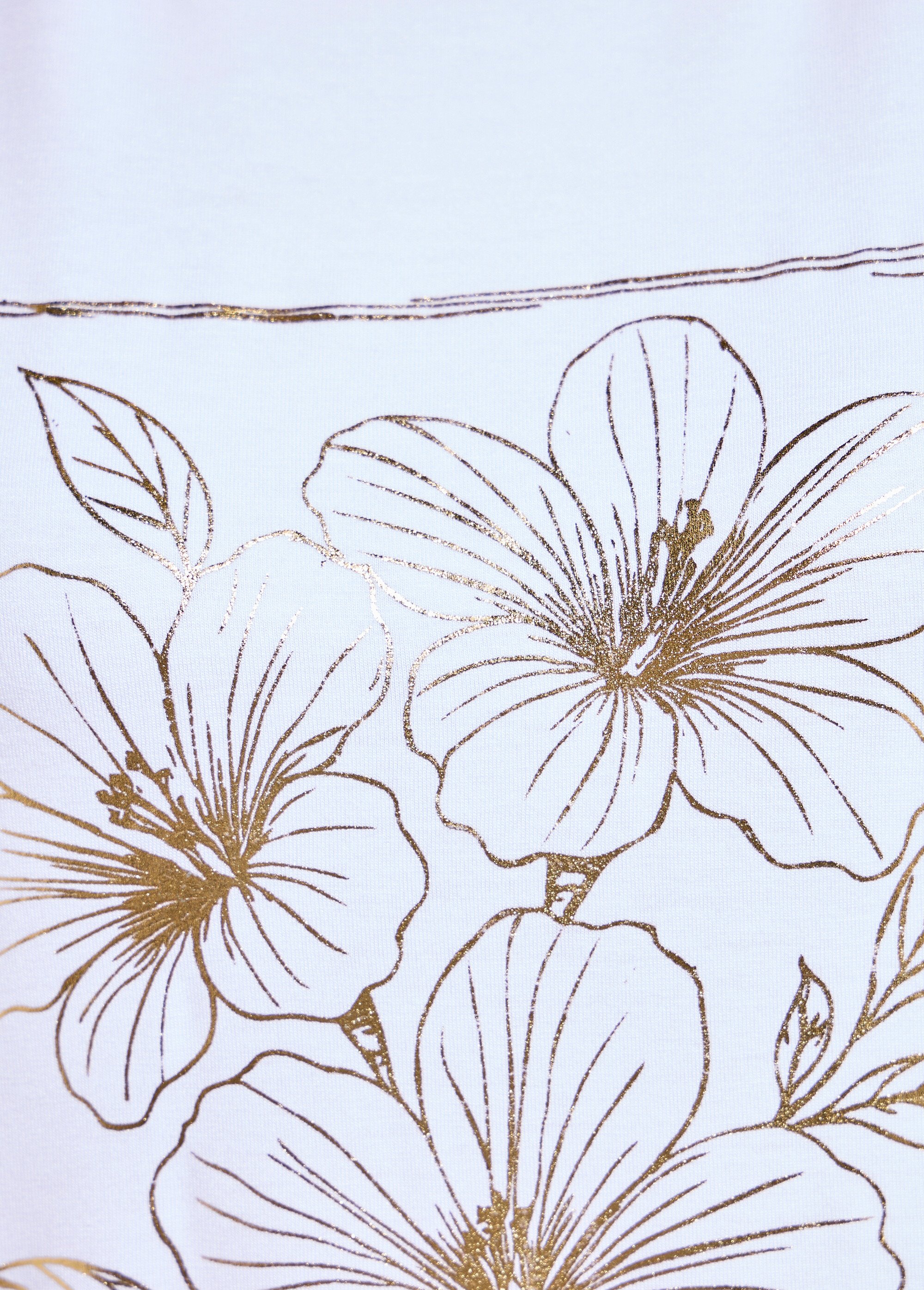 T-shirt motif doré col rond manches courtes