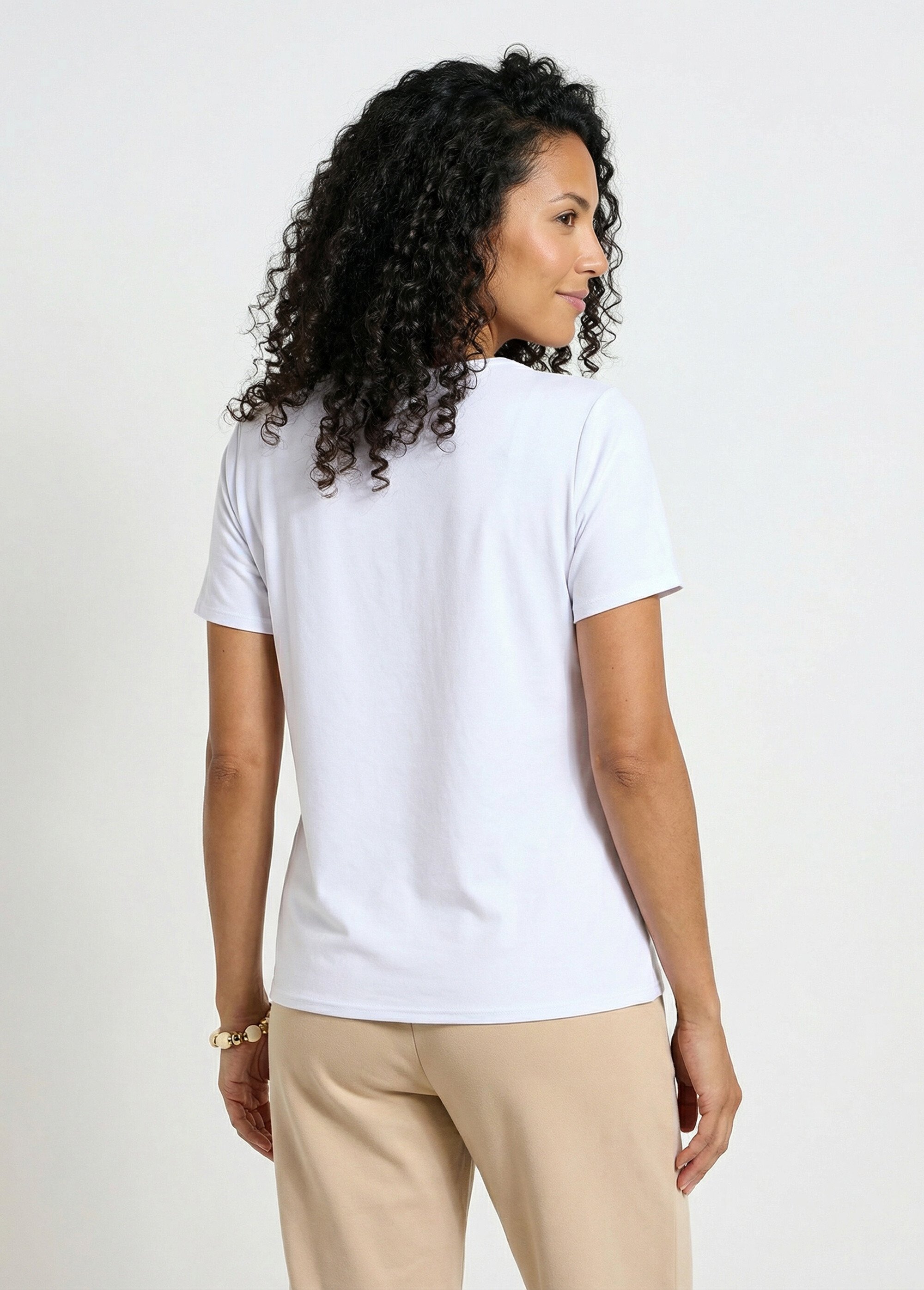 T-shirt motif doré col rond manches courtes