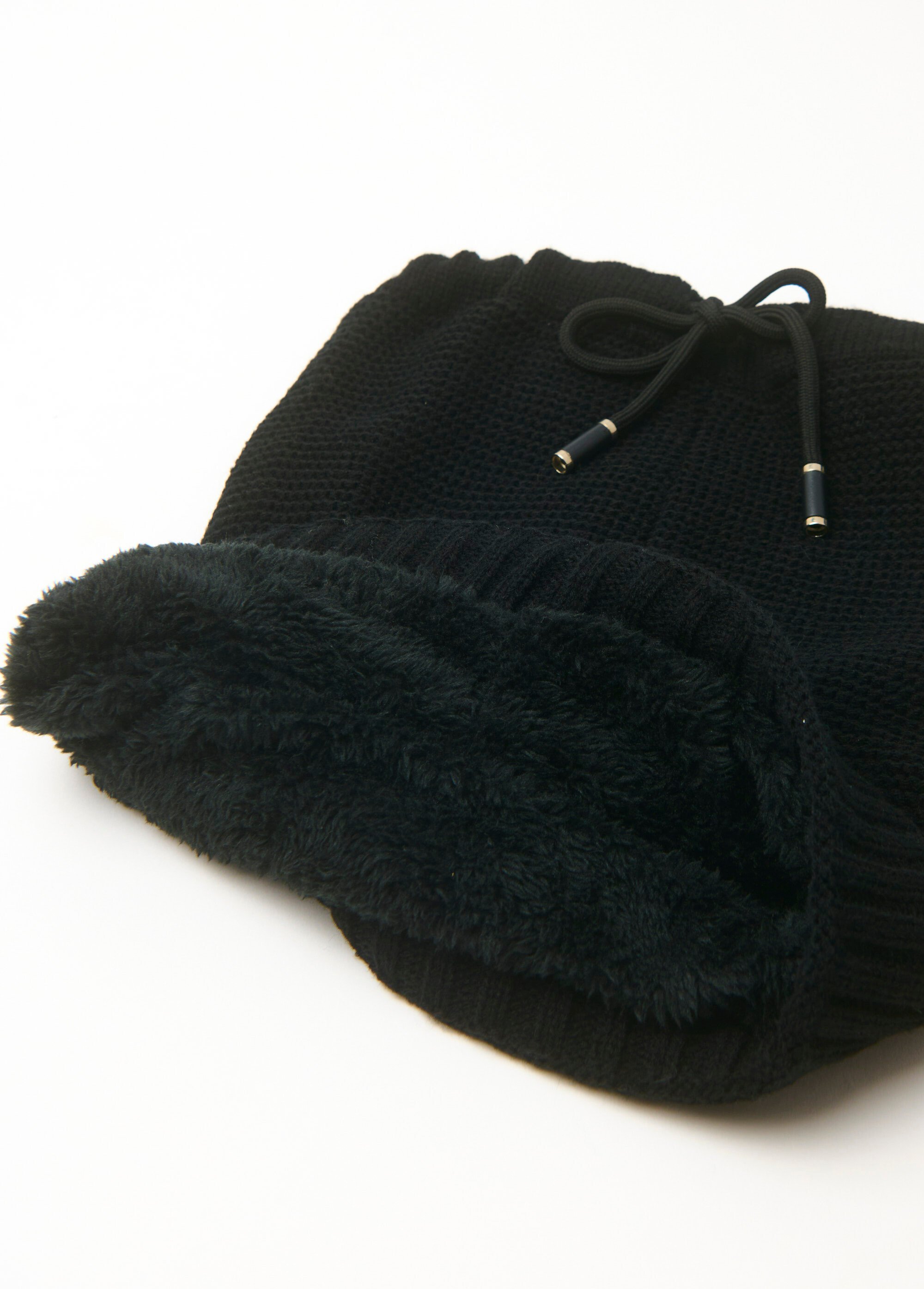 Tour de cou maille et polaire type snood Homme Noir NESCOL DE2