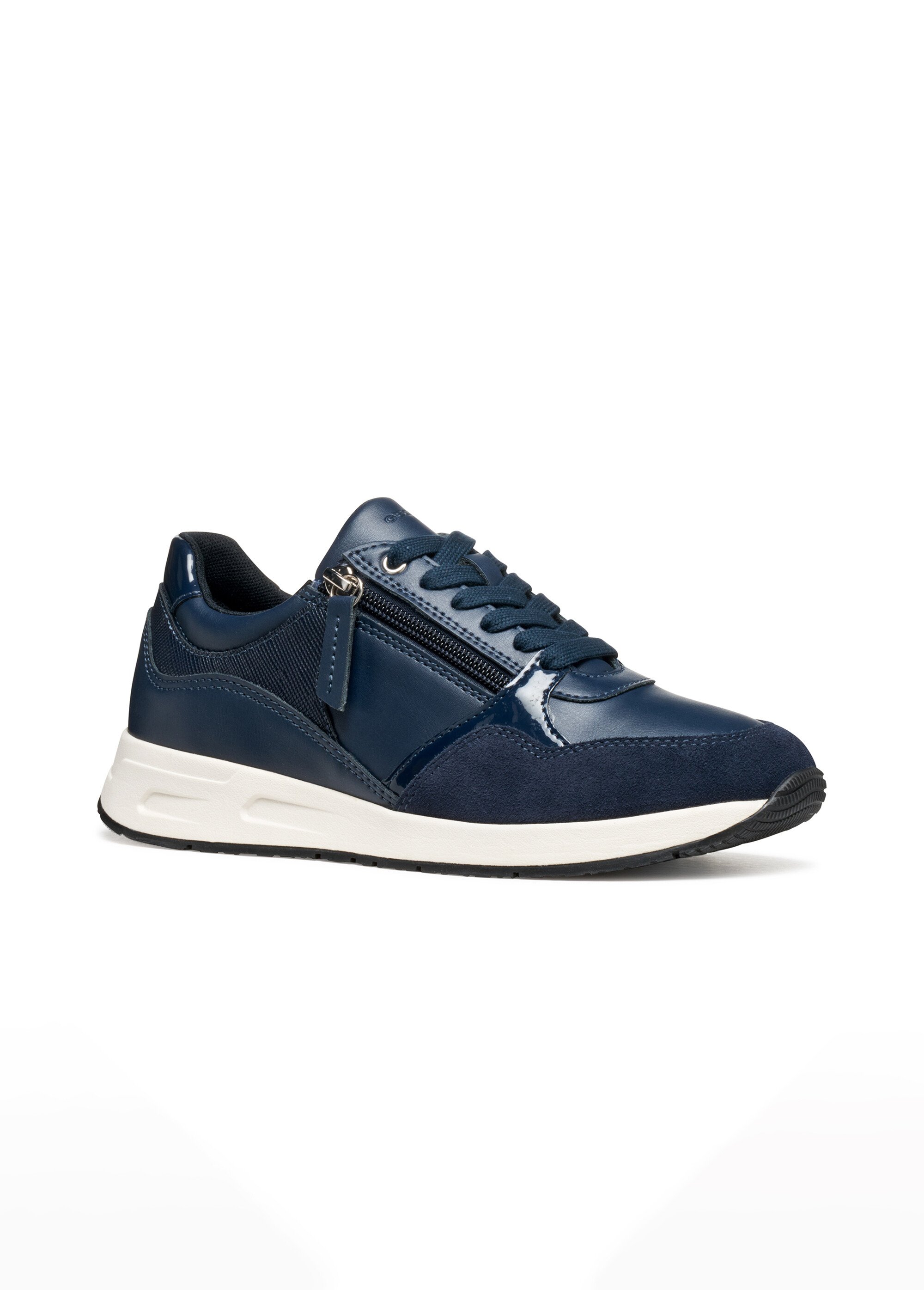 Baskets compensées lacets et zips Femme BLEU MARINE GEO-D36NQB FA1