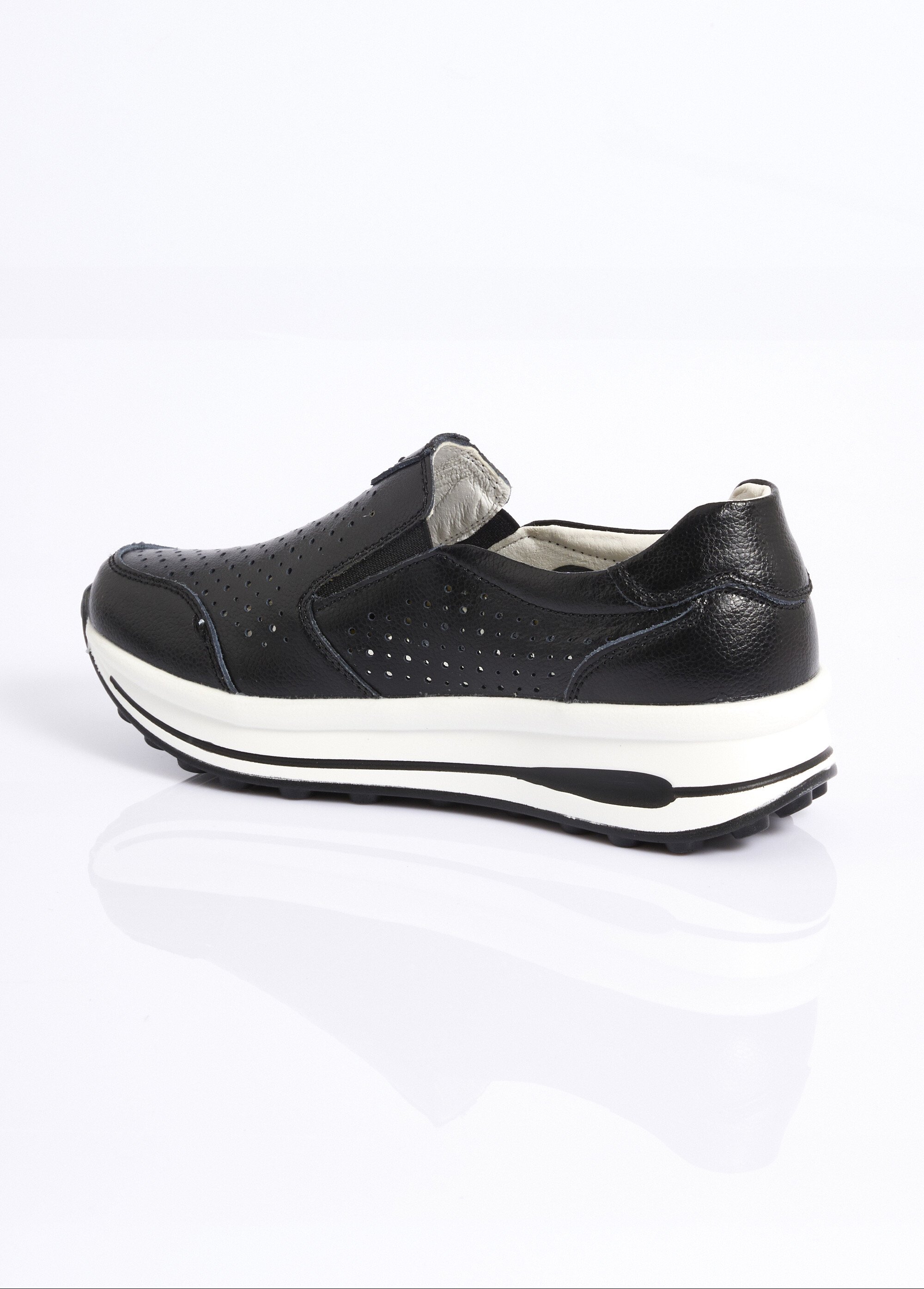 Baskets perforées compensées sportswear Femme Noir LBS-5120 DO1