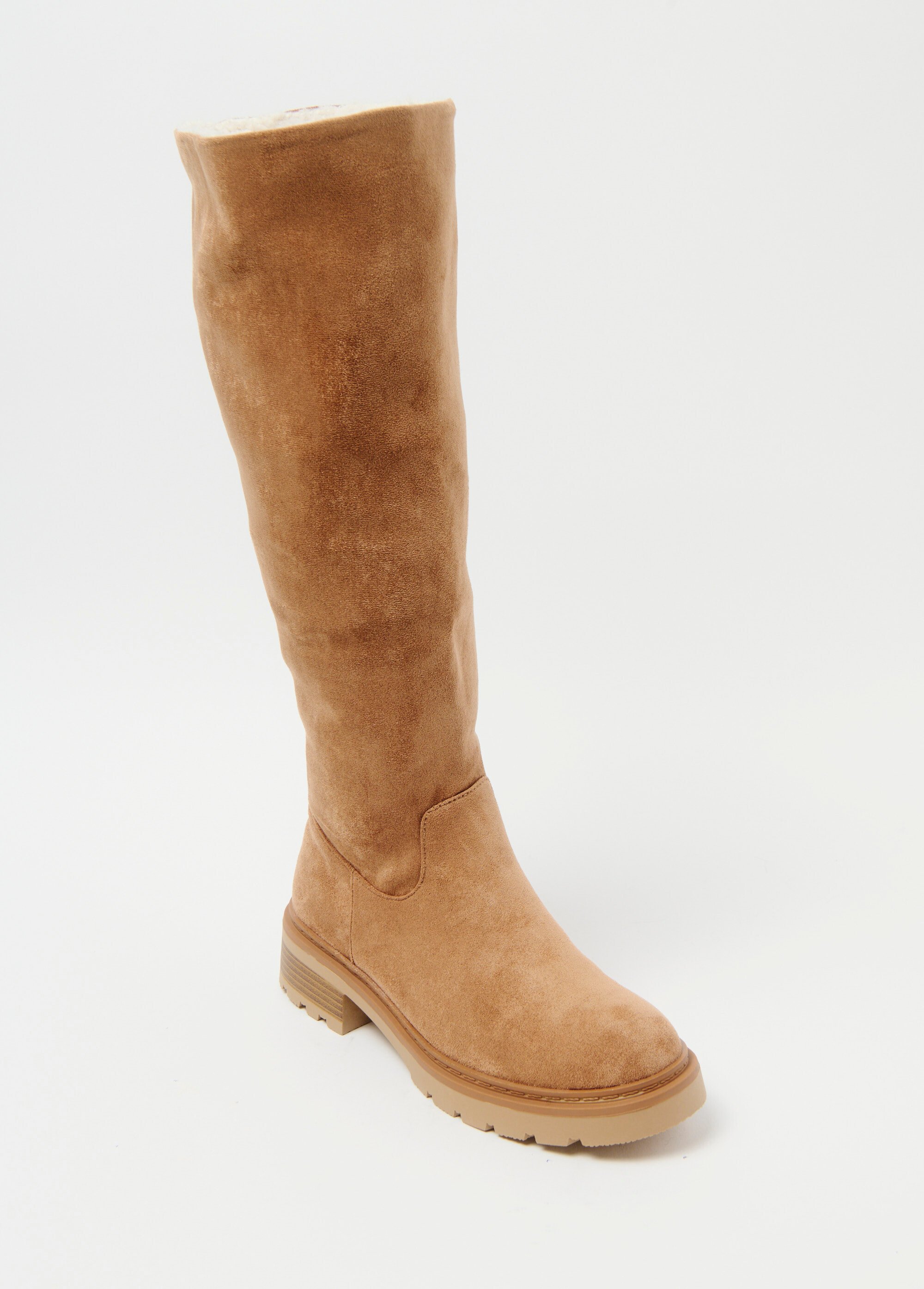 Bottes fourrées aspect daim semelle crantée Femme Marron MAR9581 FA2