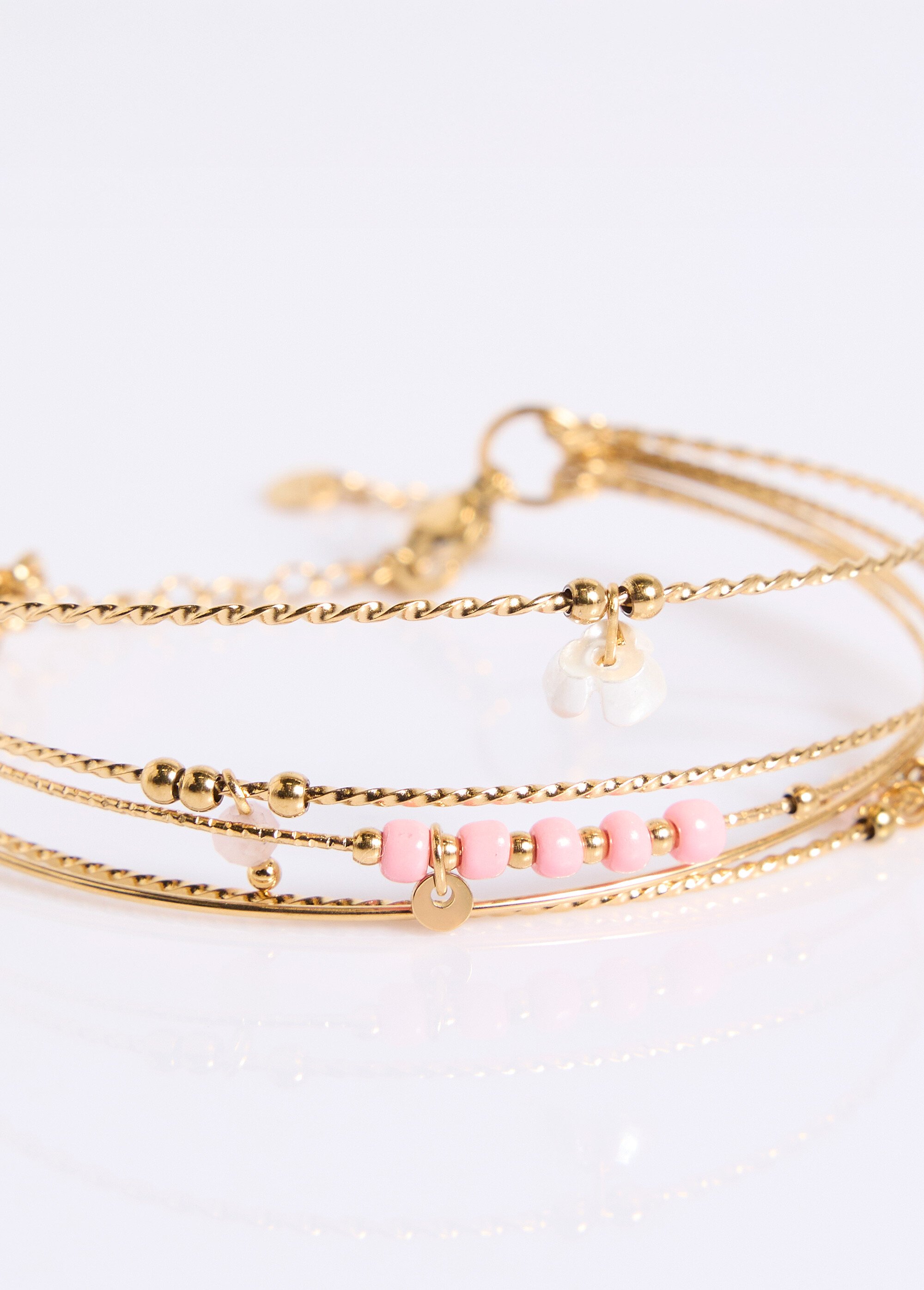 Bracelet jonc multi-rangs acier inoxydable Rose UVANE DE1