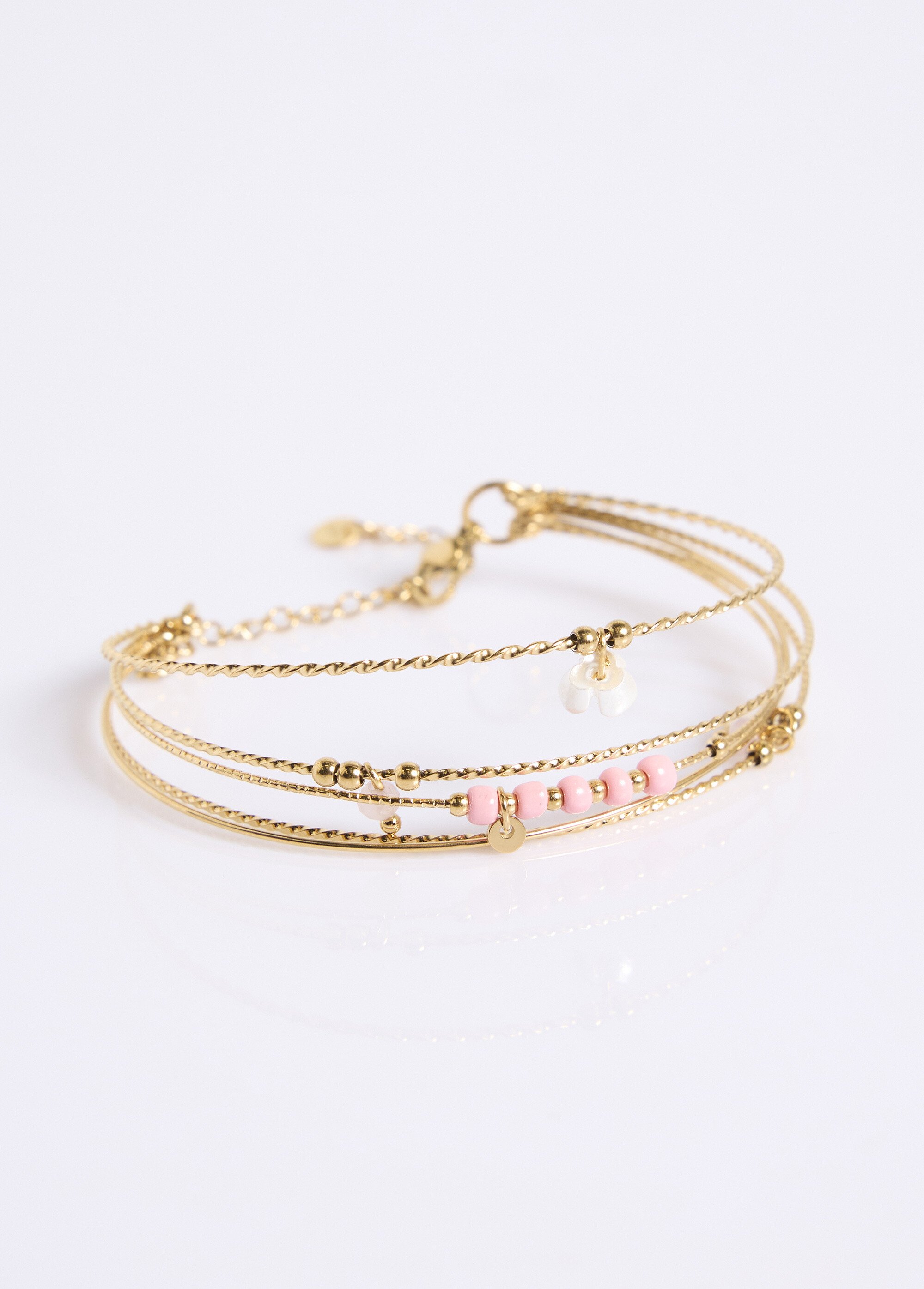 Bracelet jonc multi-rangs acier inoxydable Rose UVANE FA1