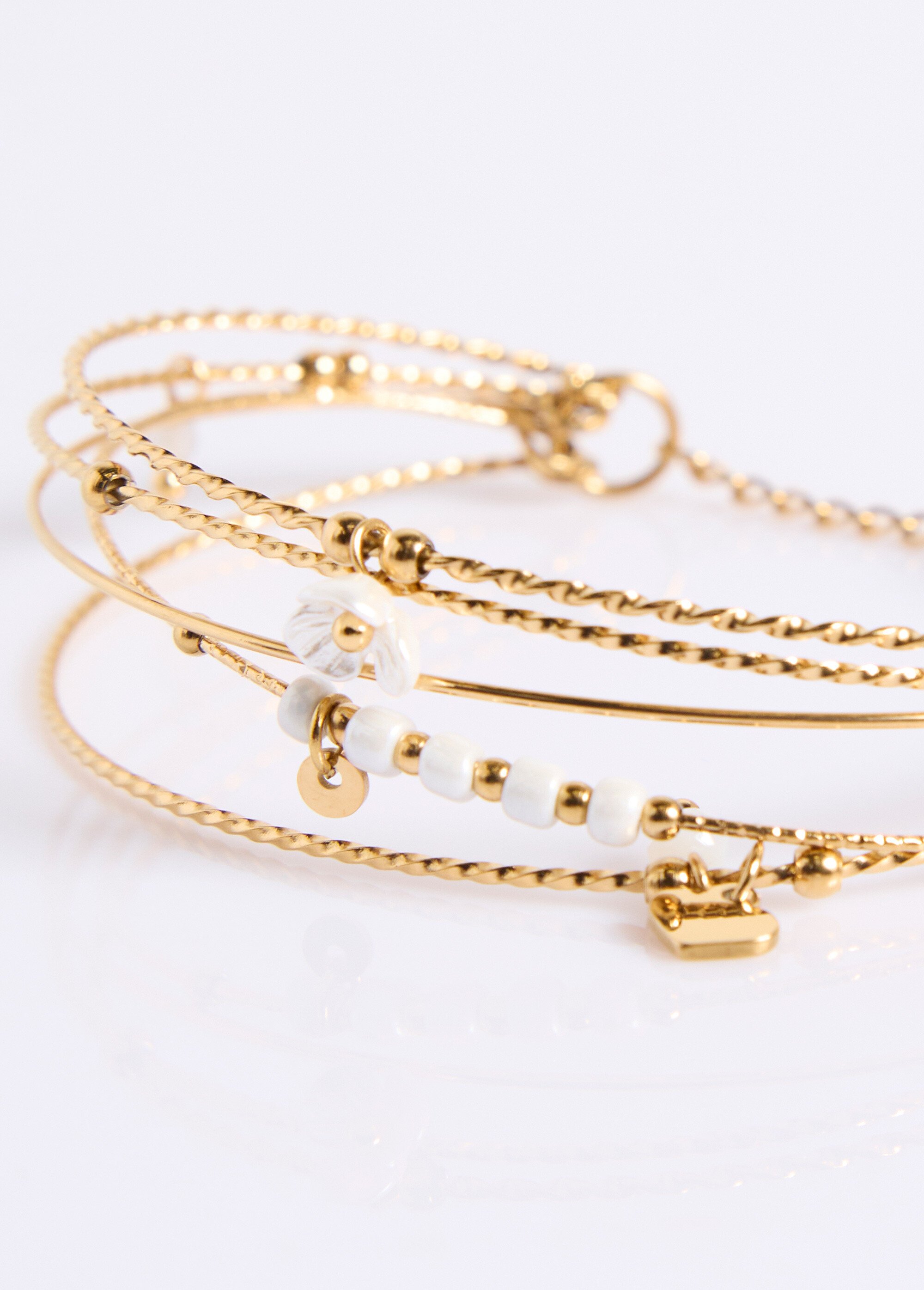 Bracelet jonc multi-rangs acier inoxydable