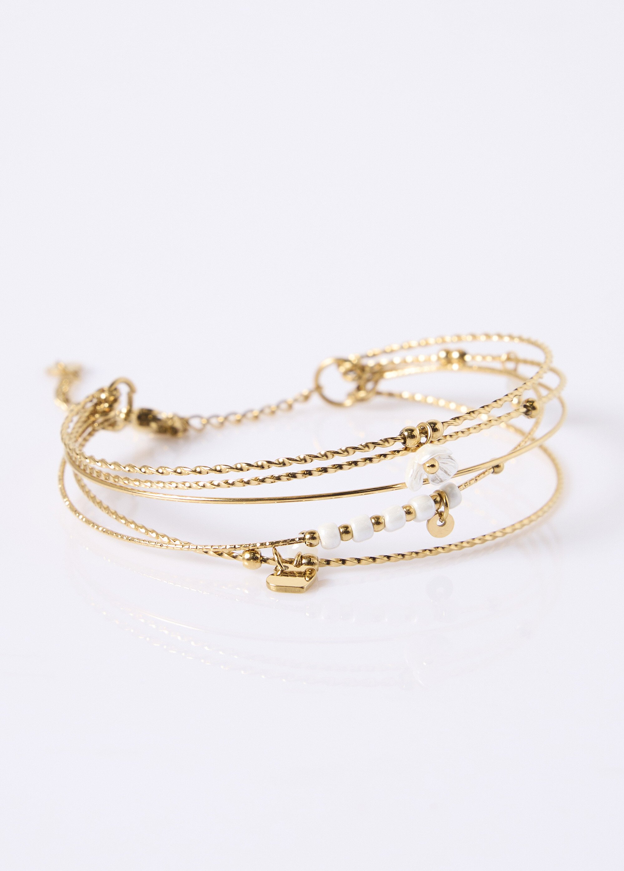 Bracelet jonc multi-rangs acier inoxydable Blanc UVANE FA1