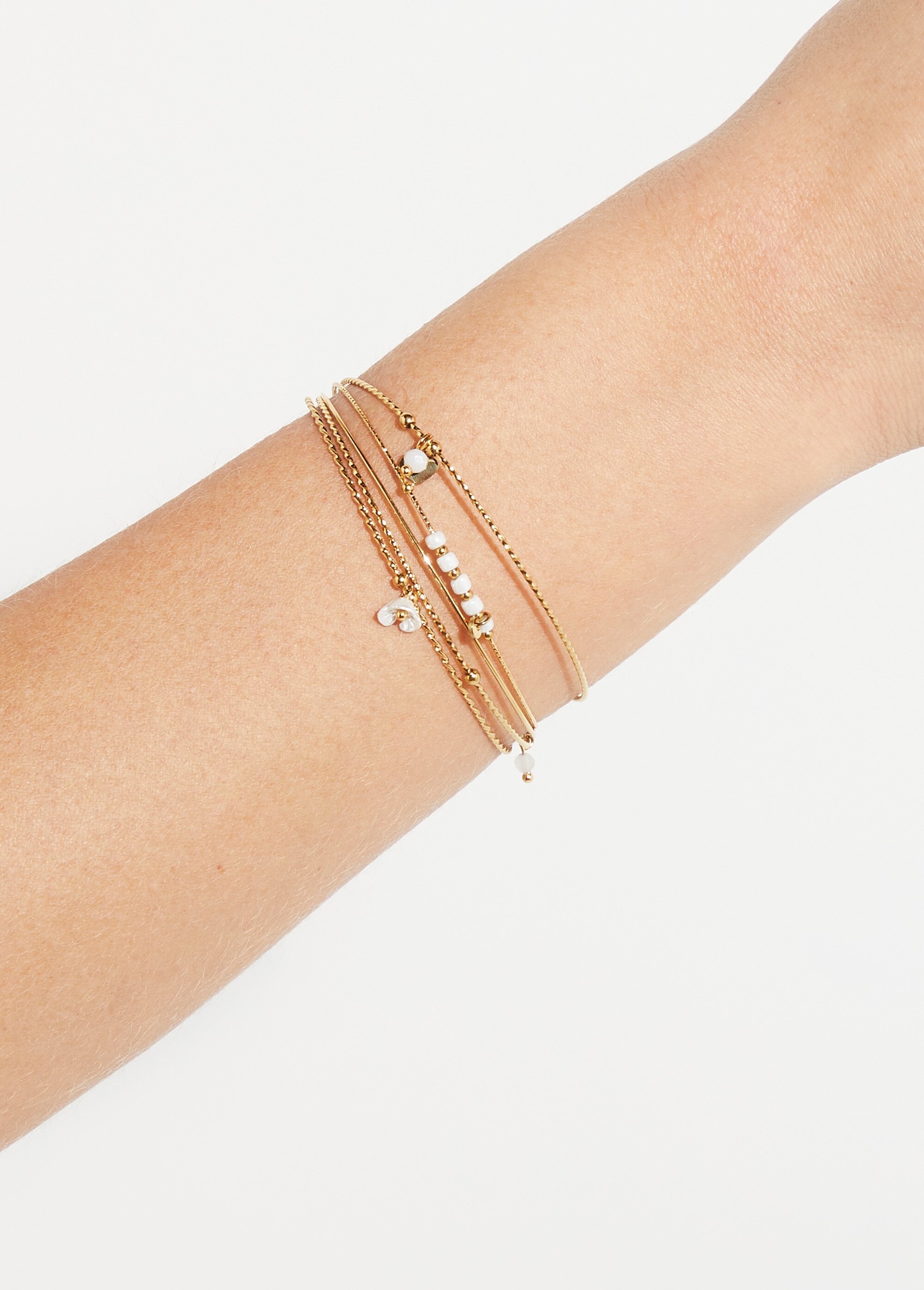 Bracelet jonc multi-rangs acier inoxydable Blanc UVANE SI1