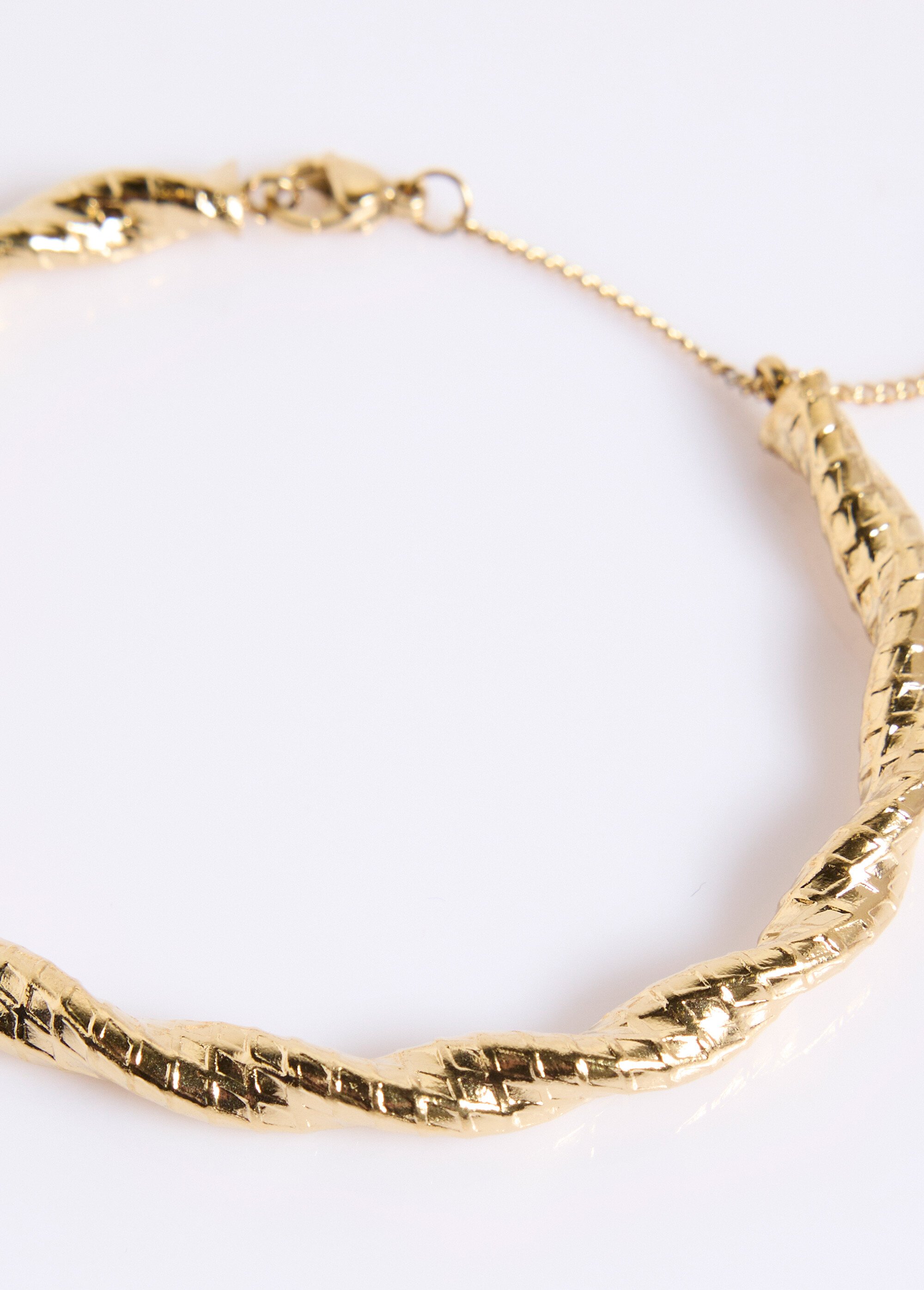 Bracelet jonc torsadé acier inoxydable Doré UMORA DE1