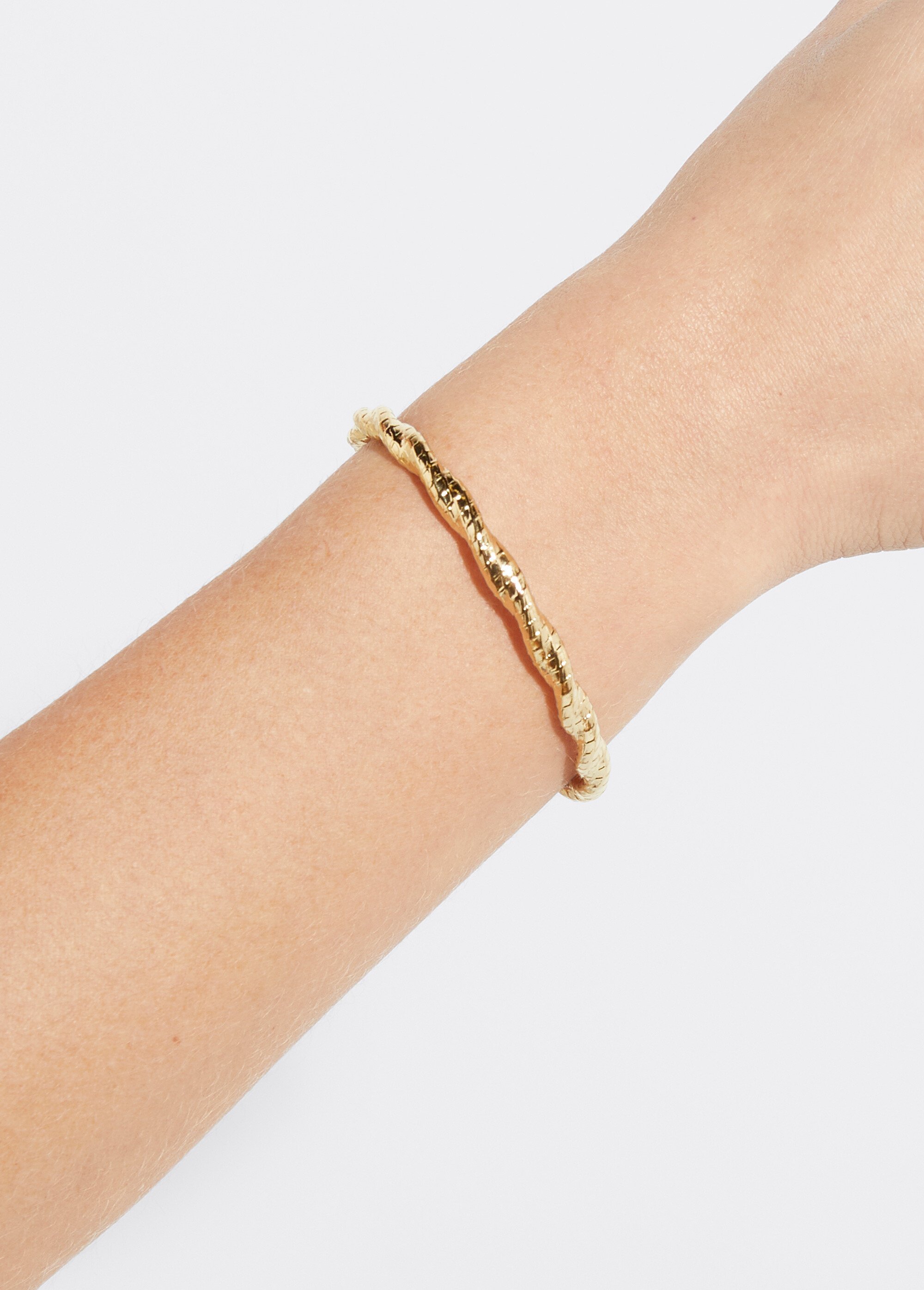 Bracelet jonc torsadé acier inoxydable Doré UMORA SI1