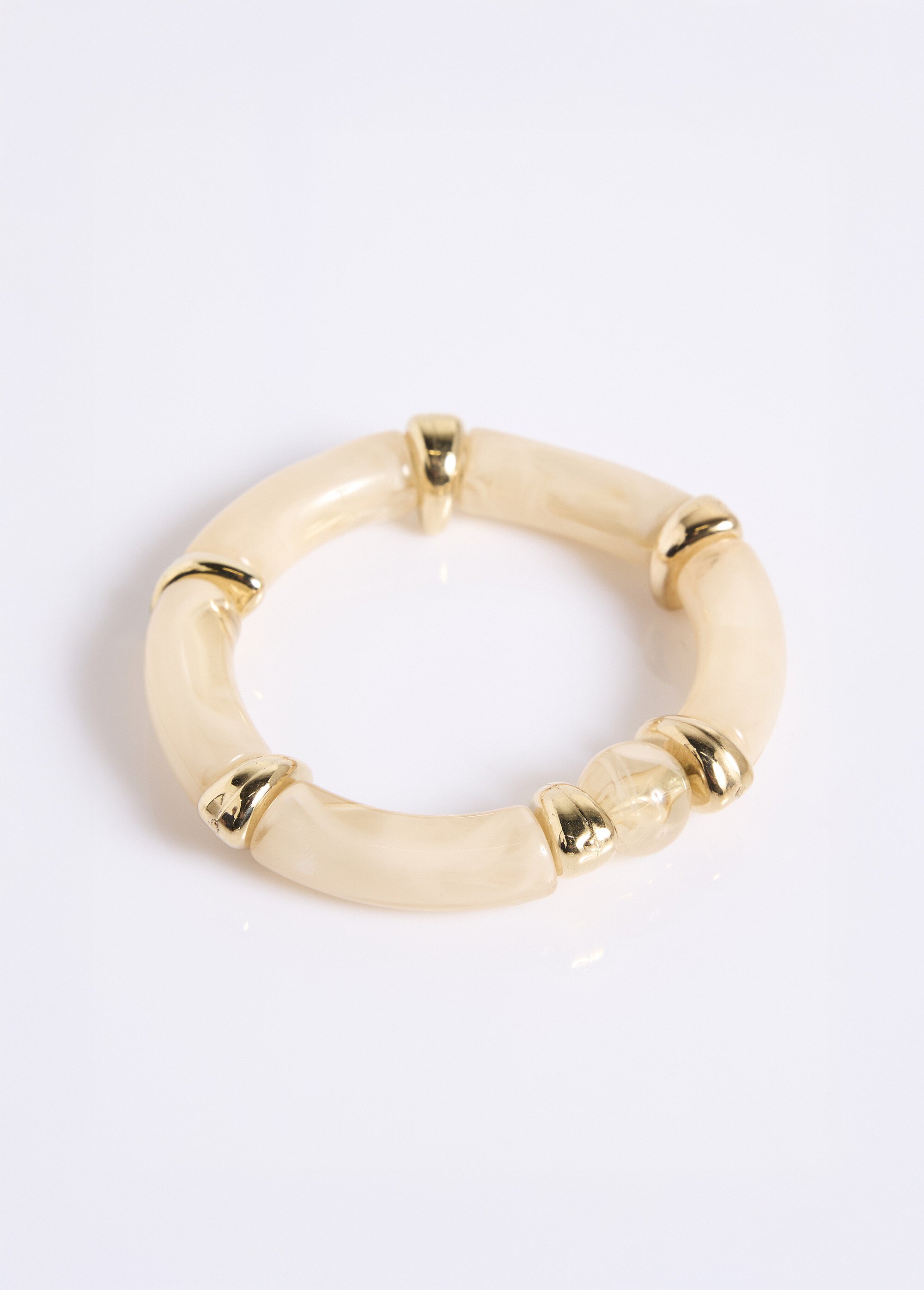 Bracelet tubes résine élastiqué Beige UZORA FA1