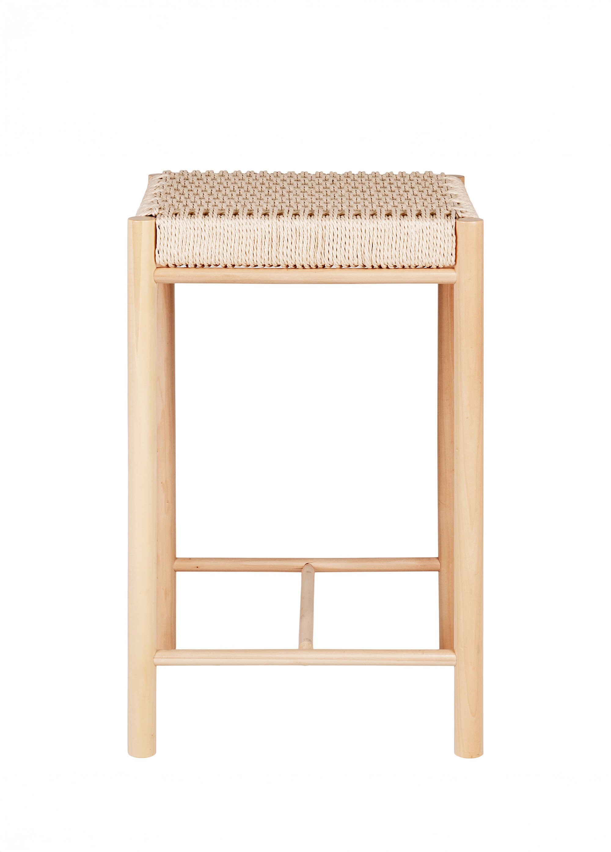 Chaise haute de bar bois, assise osier BEIGE HN-1001480 DE1